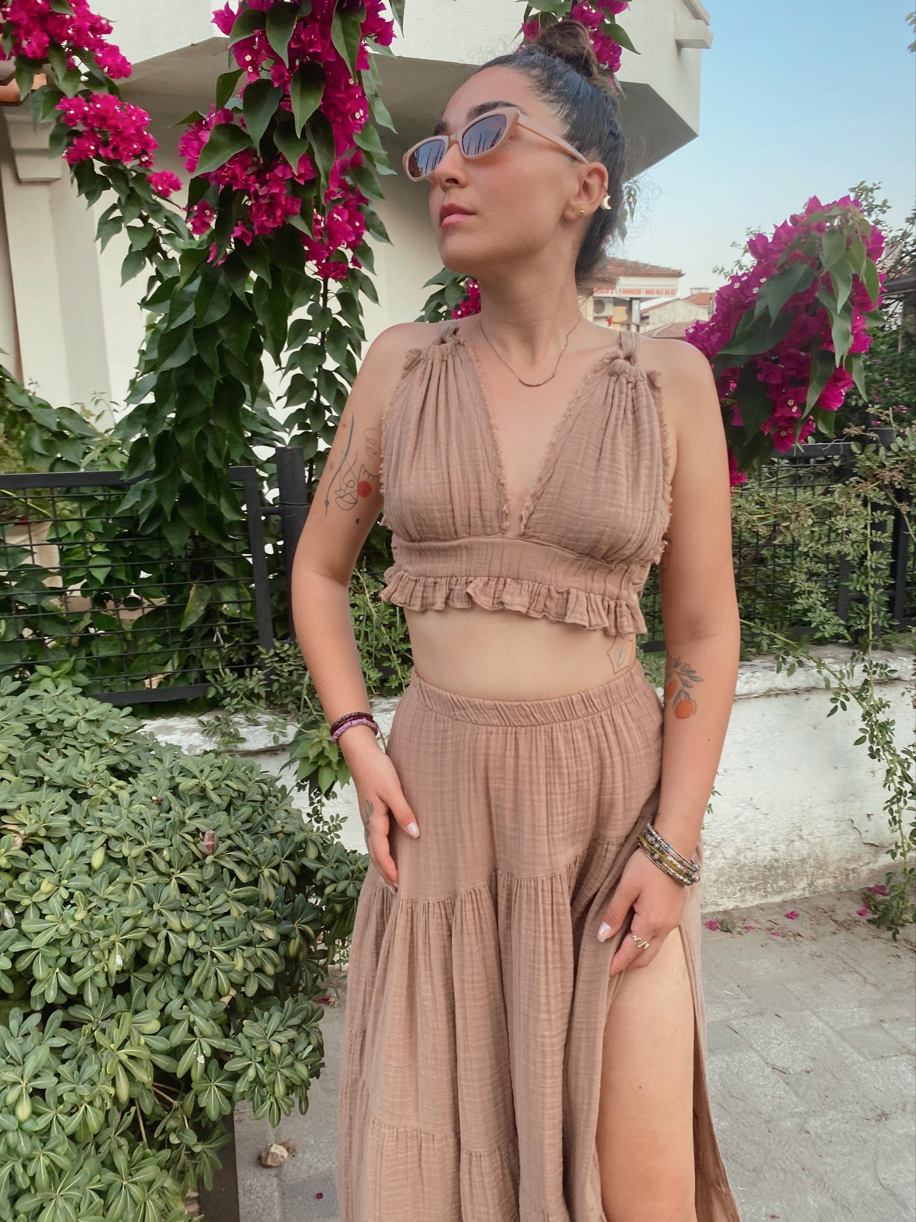 Henley Crop Top PRALİNE