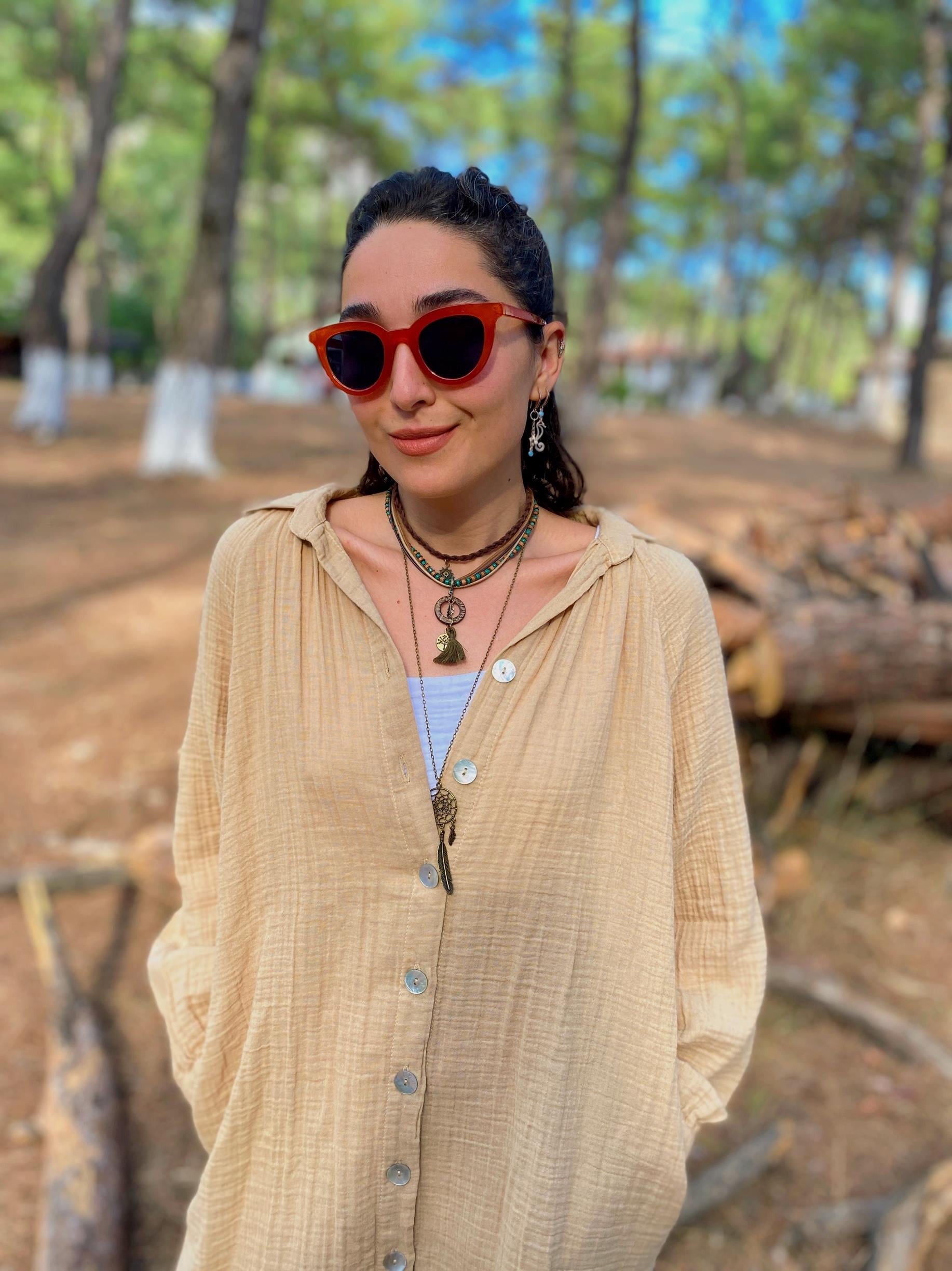 Kırlangıç Gömlek Elbise-SAND