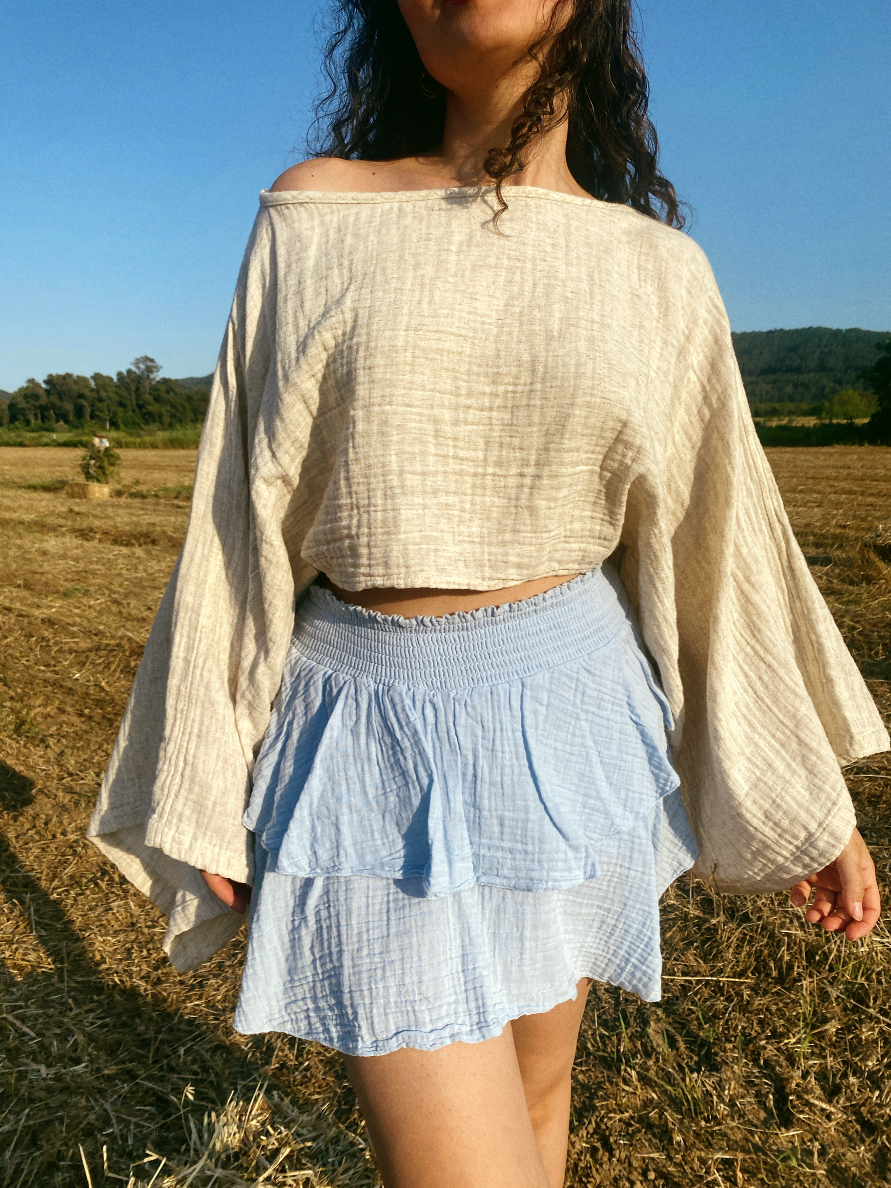 Meltem Crop Bluz NATURAL