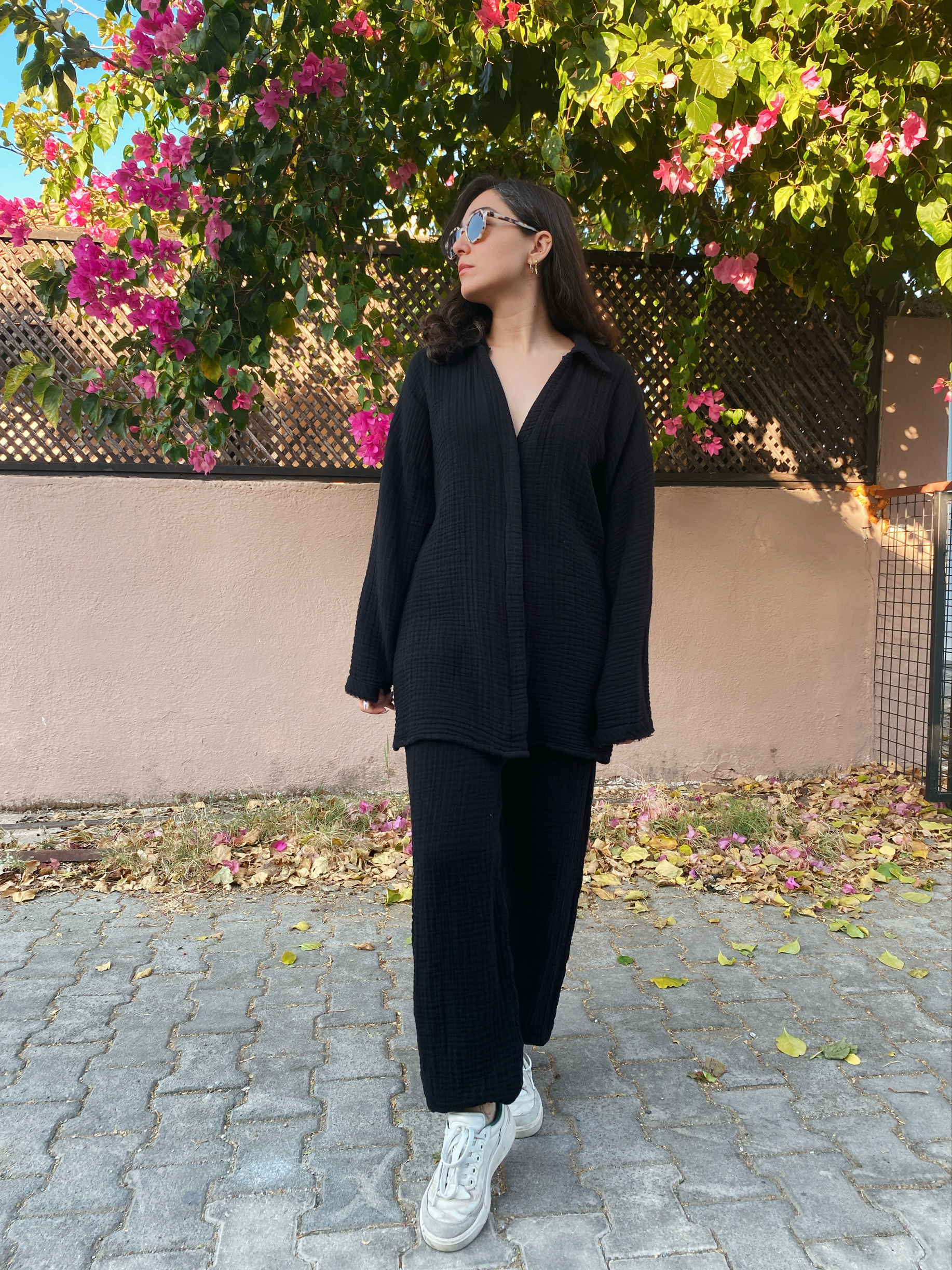 Paça Laslik Detaylı Sweat Pantolon BLACK