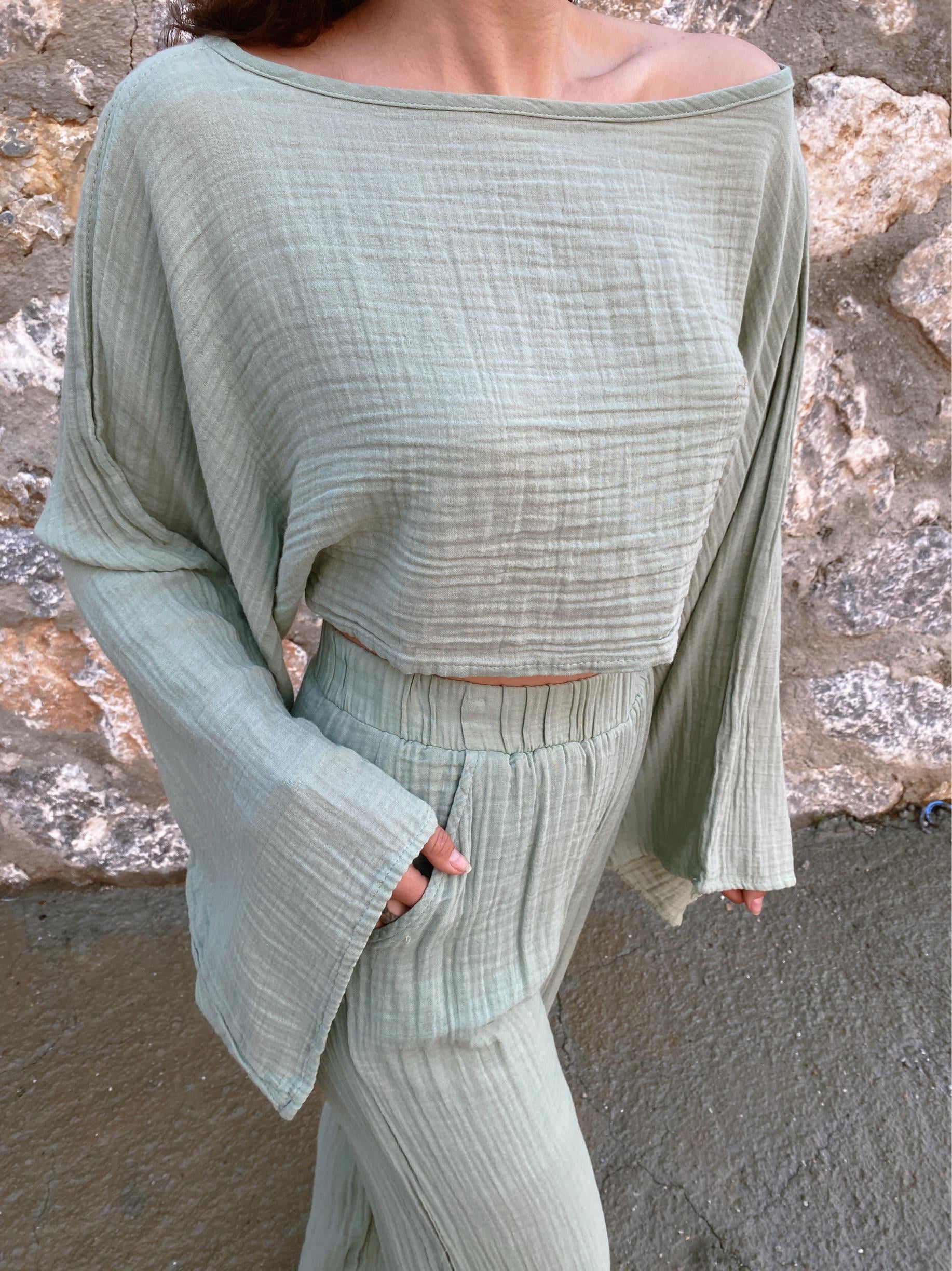 Pendula Crop Bluz-MİNT GREEN