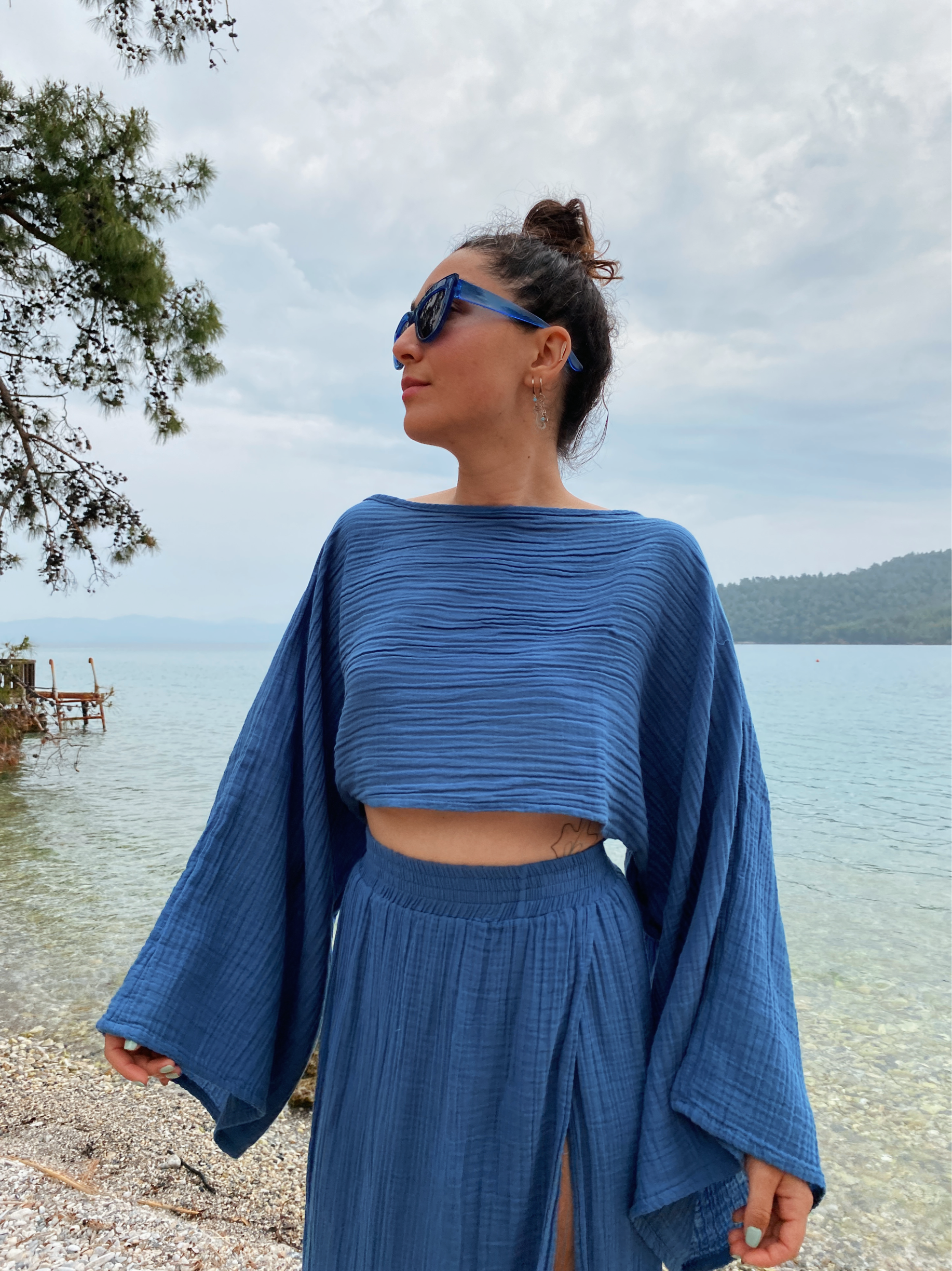 Pendula Crop Bluz-MOONLİGHT BLUE