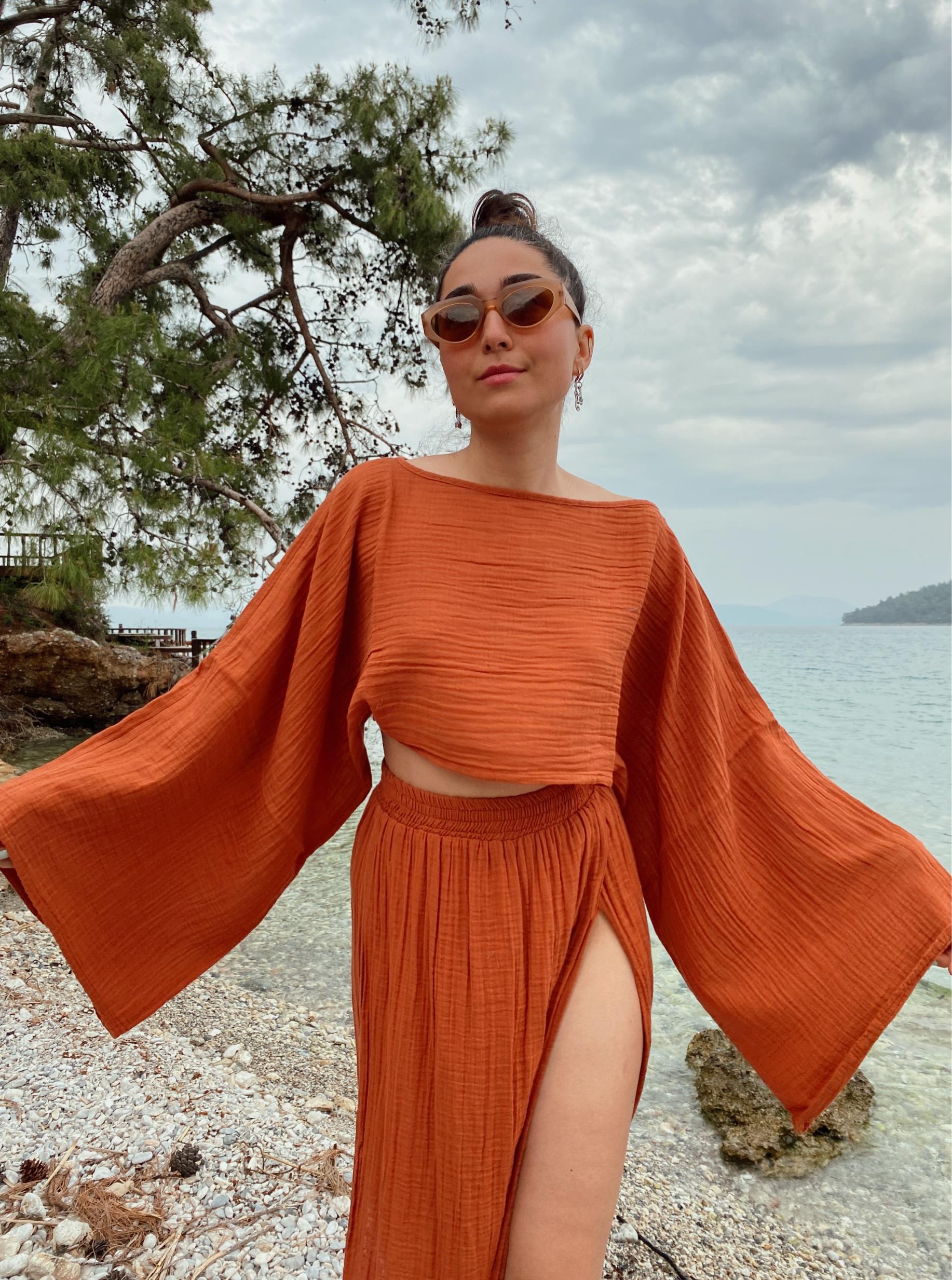 Pendula Crop Bluz-TERRACOTTA