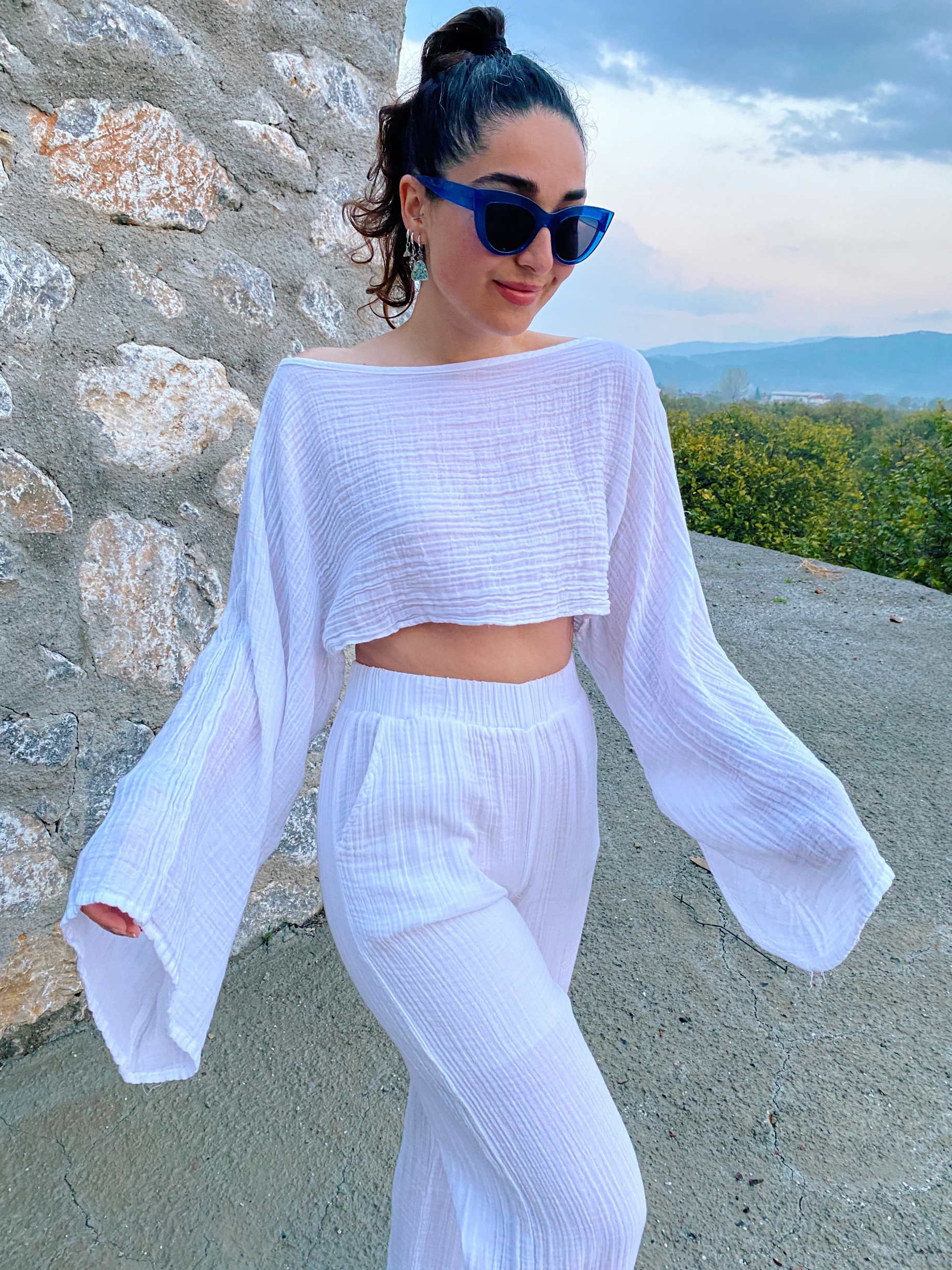 Pendula Crop Bluz-WHİTE