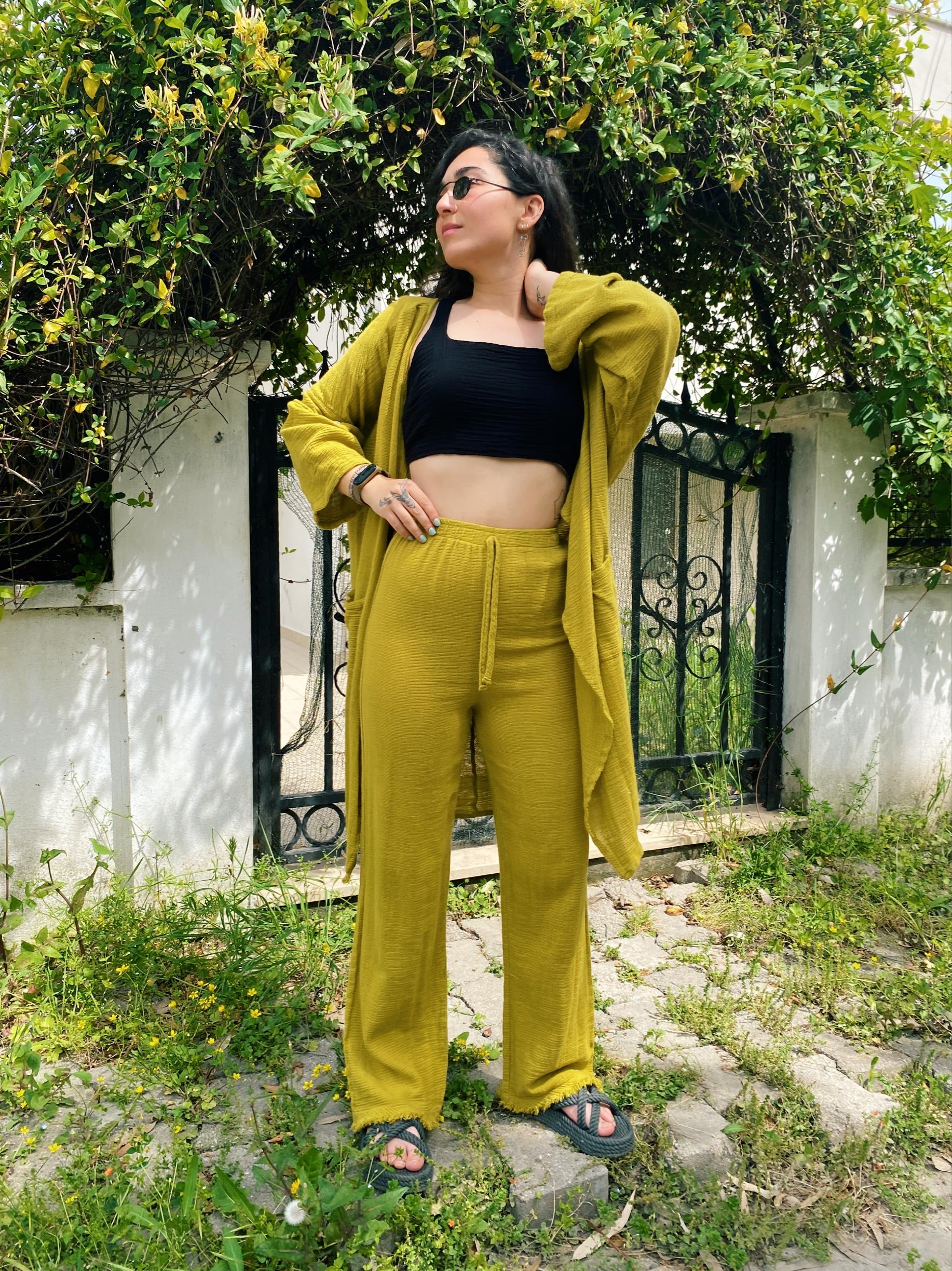 Petunya Pantolon-GOLDEN OLİVE