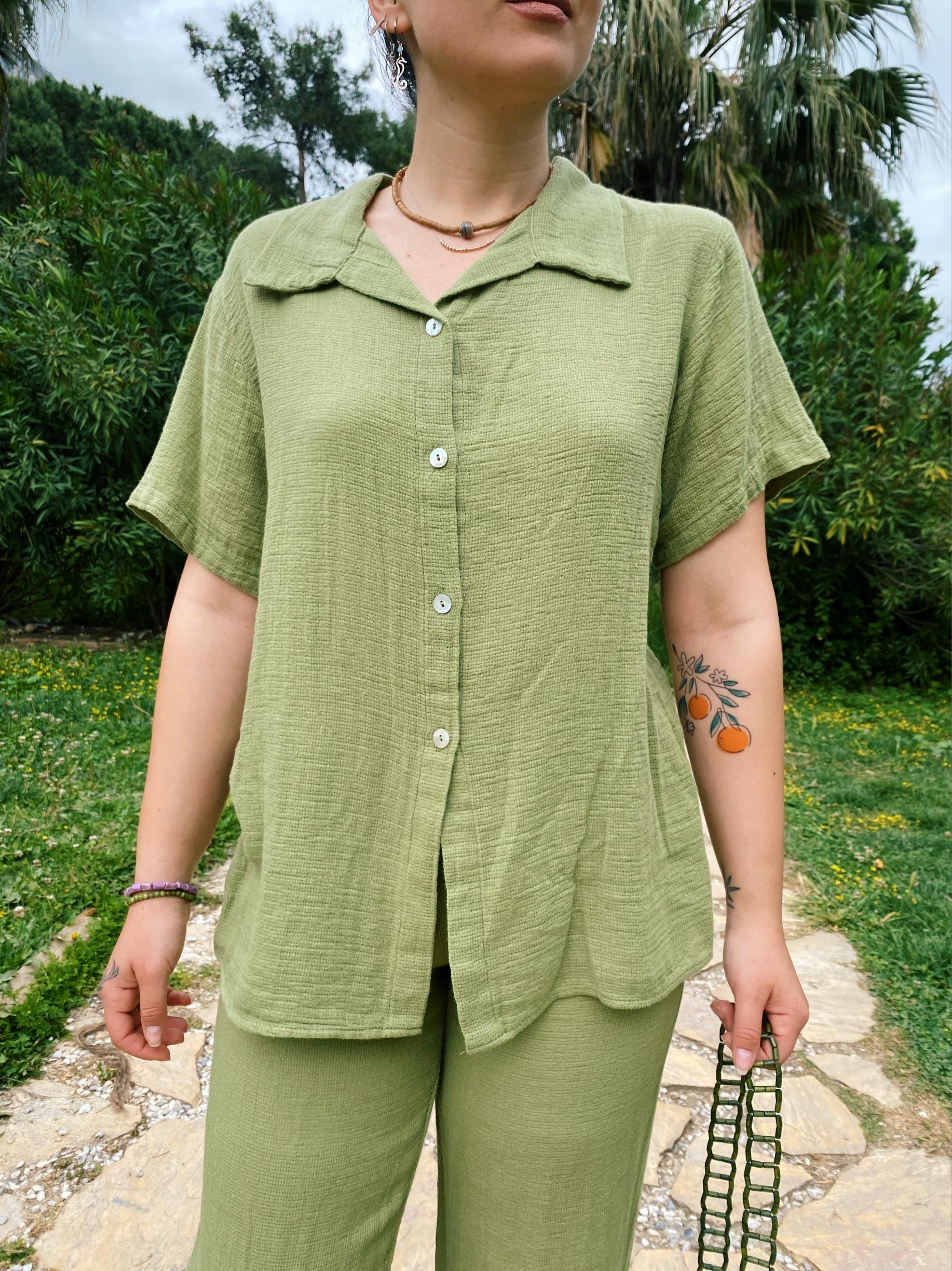 Plain Gömlek-SAGE GREEN