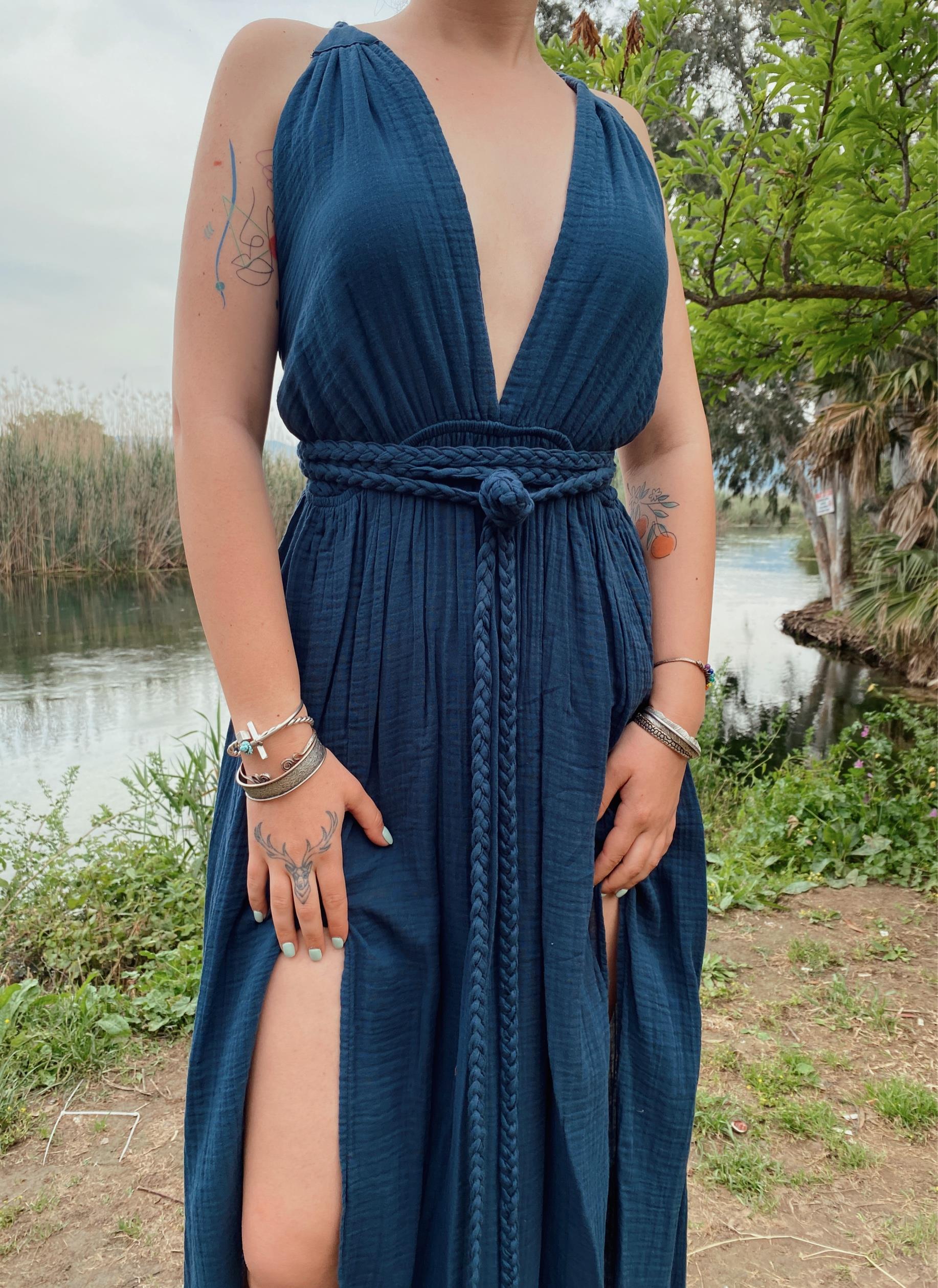 Sarmaşık Elbise-MİDNİGHT NAVY