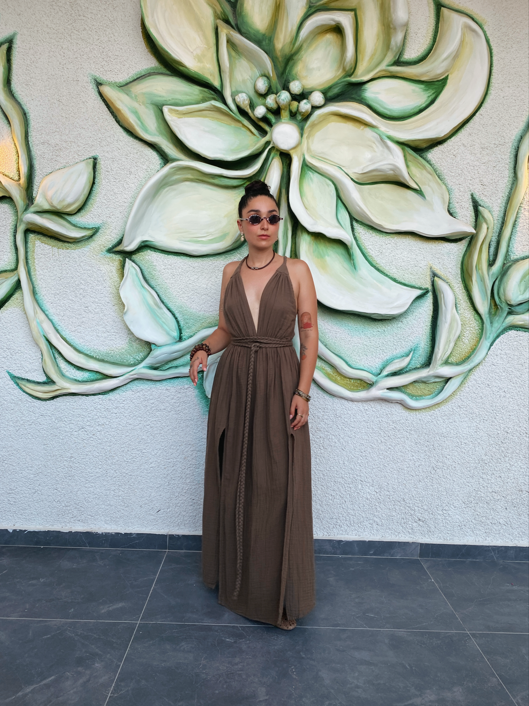 Sarmaşık Elbise-NEUTRAL BROWN