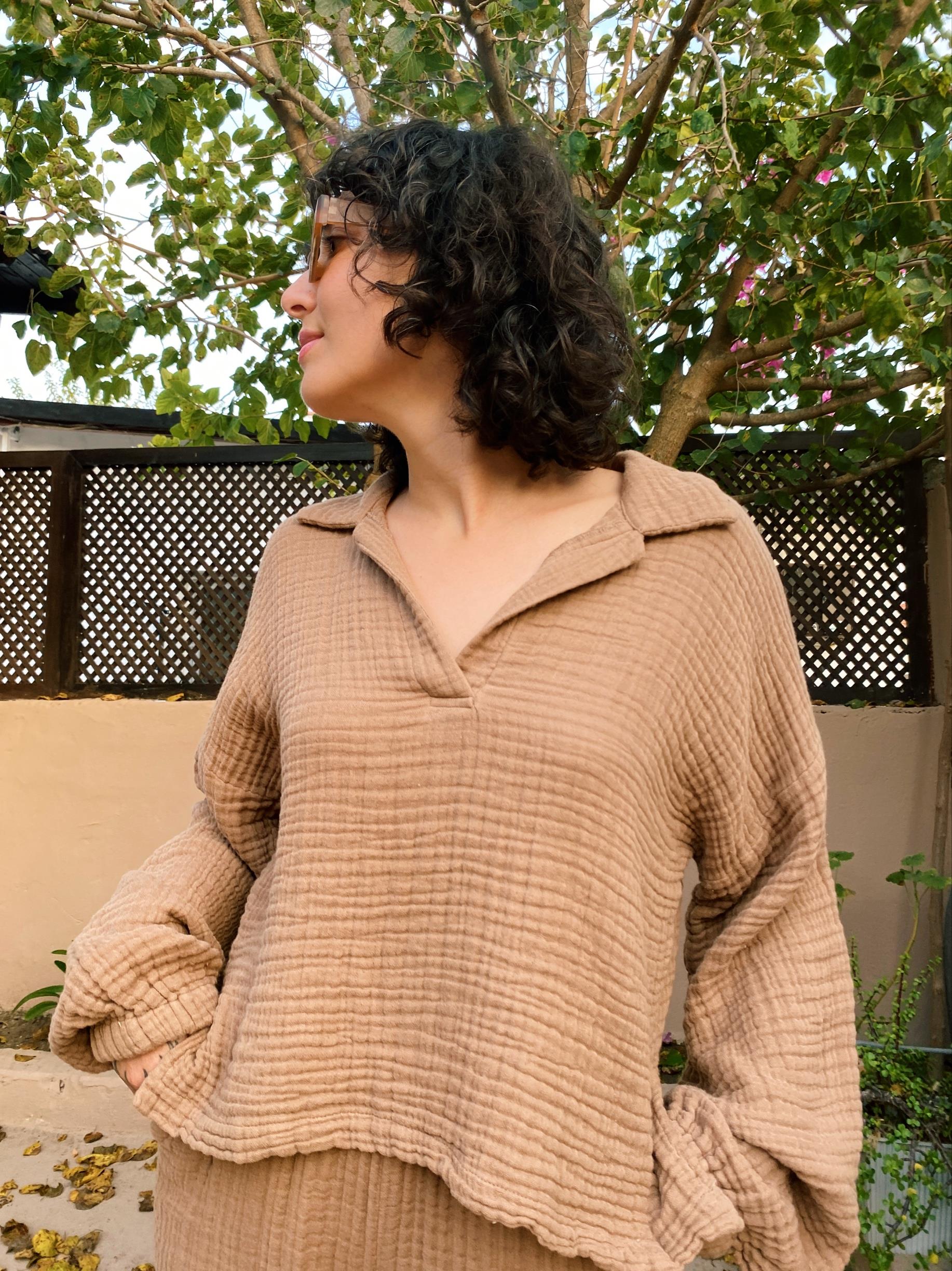 V Yaka Sweatshirt PRALİNE