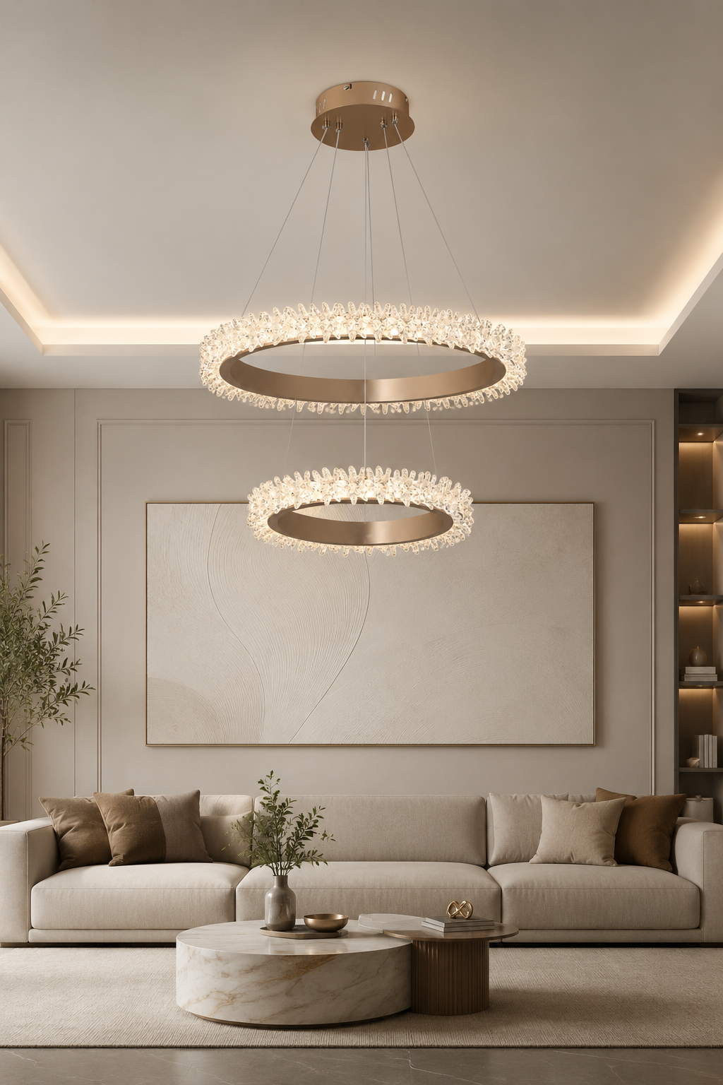 İbiza Bronz Sarkıt 2 Katlı Led Avize Modern Luxury Salon Yatak Odası Avize
