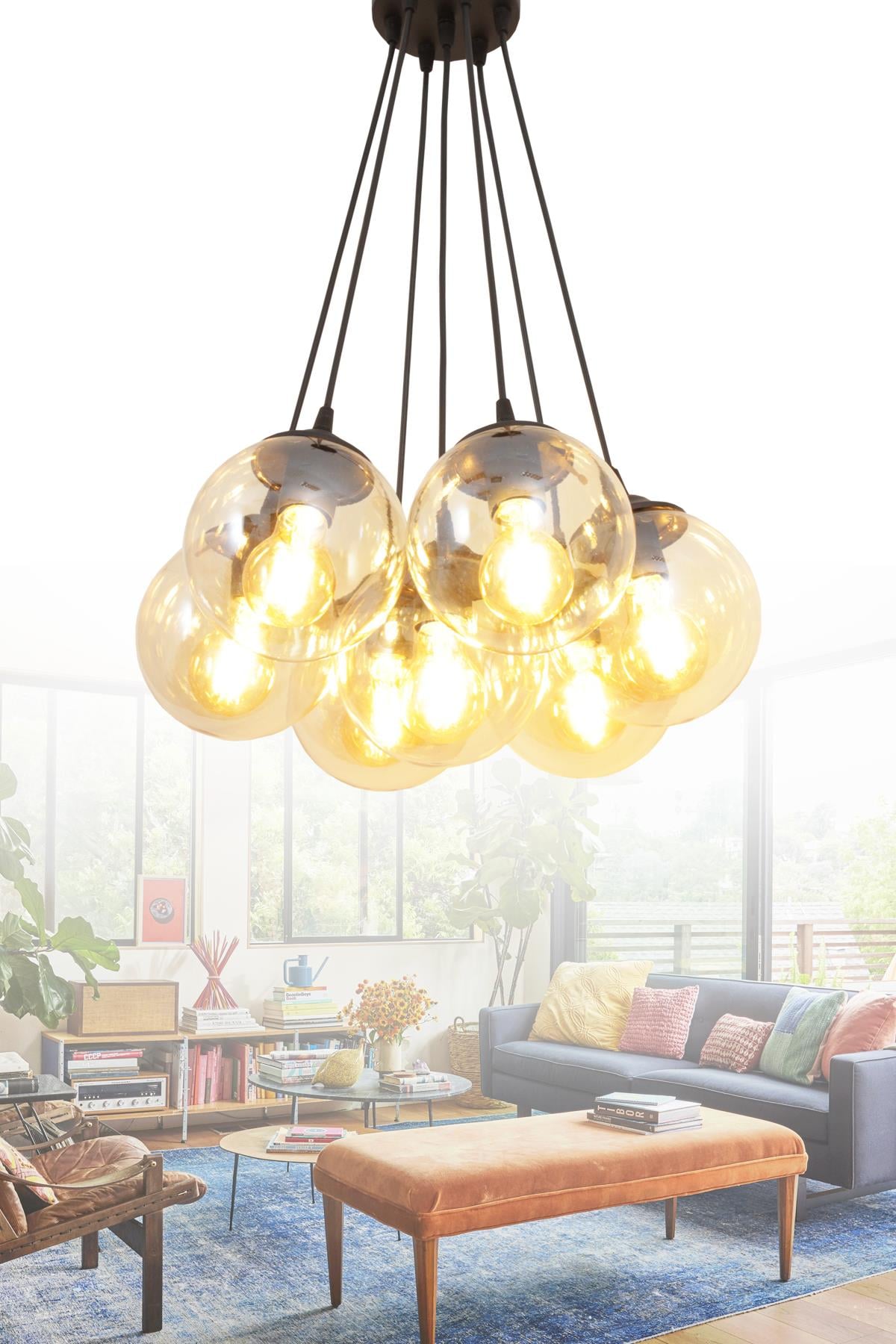 Kapo 7 Li Siyah Avize Bal Camlı Dekoratif Tasarım Yatak Odası Mutfak Salon Avize