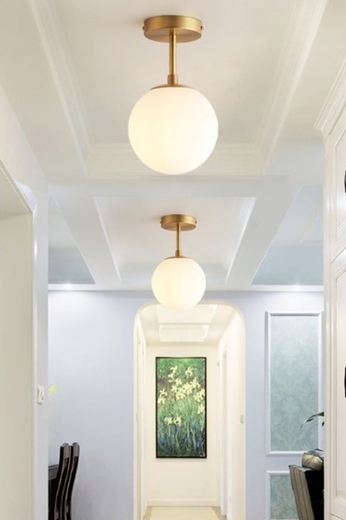 Lorin Tekli Eskitme Avize Beyaz Camlı