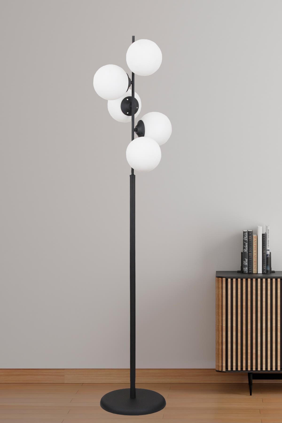 Missy 5 Li Siyah Lambader Beyaz Camlı Modern , Oturma Odası ,Yatak Odası , Salon Lambader