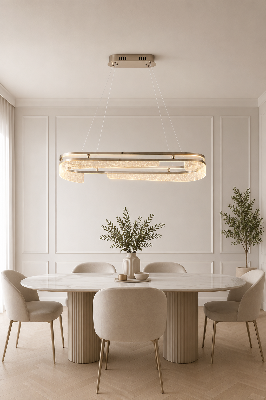 Paloma Krom Sarkıt Led Avize Modern Luxury Salon Yemek Masası Üzeri Avize