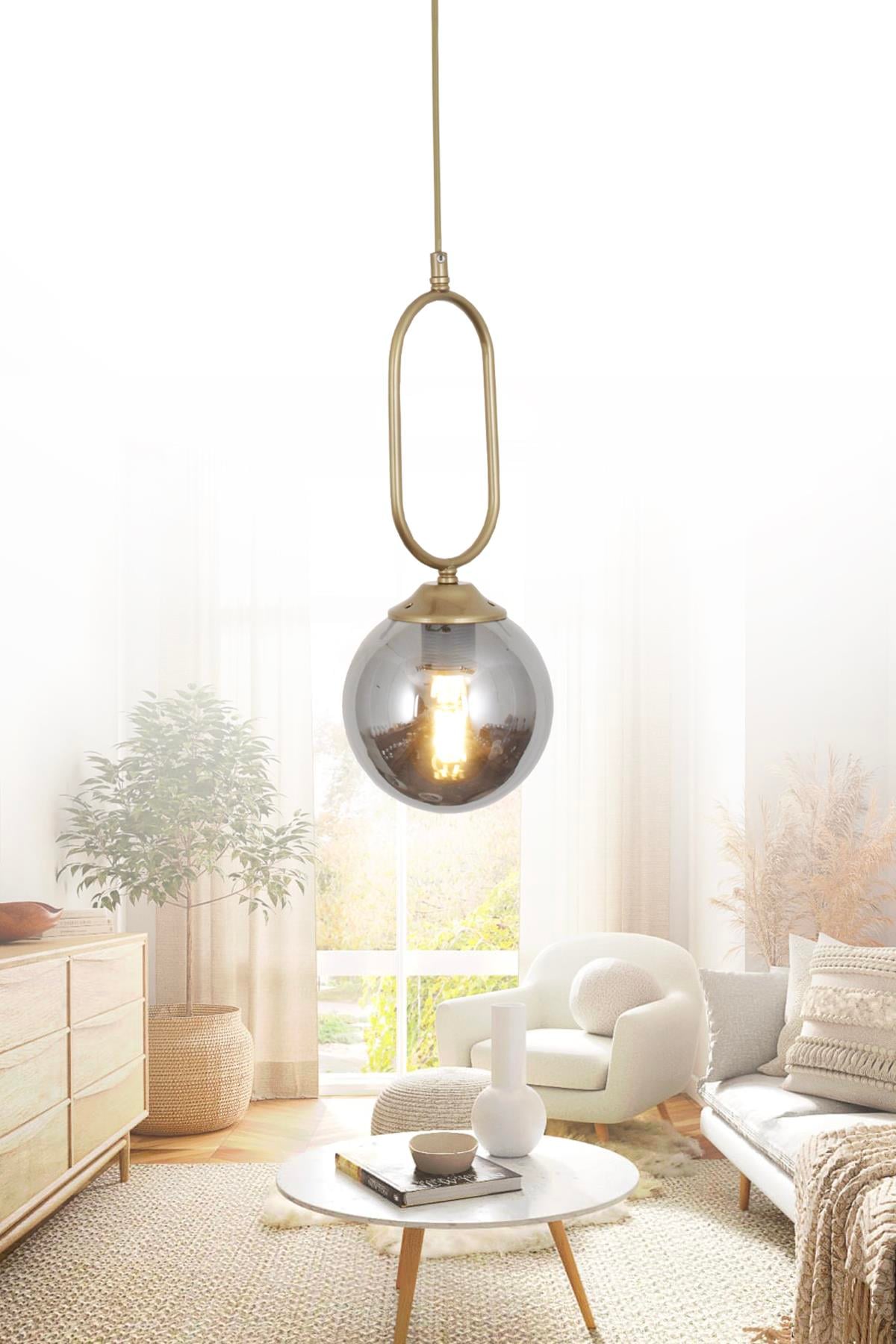 Pelo Tekli Eskitme Sarkıt Avize Füme Camlı Mutfak Koridor Hol Avize Beyaz Camlı