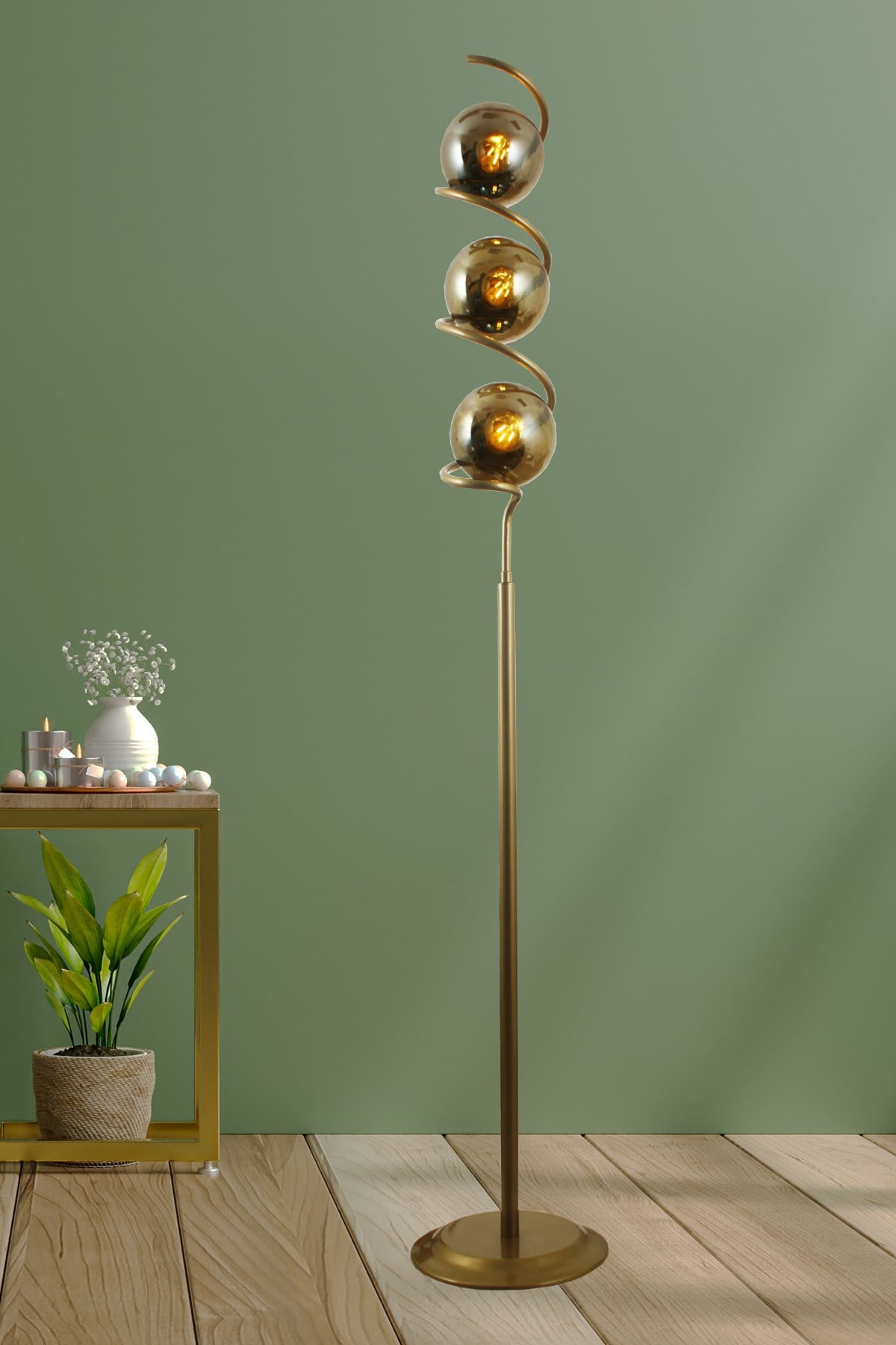 Sarmal 3 Lü Eskitme Lambader-Füme Camlı