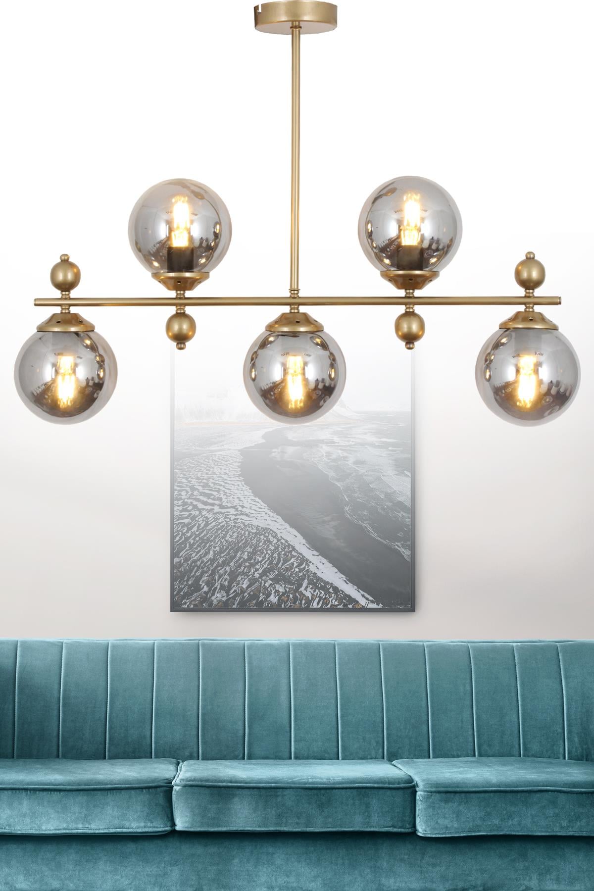 Serra 5 li Eskitme Avize Füme Camlı Modern Mutfak Yemek Masası Üstü Yatak odası Salon Avize