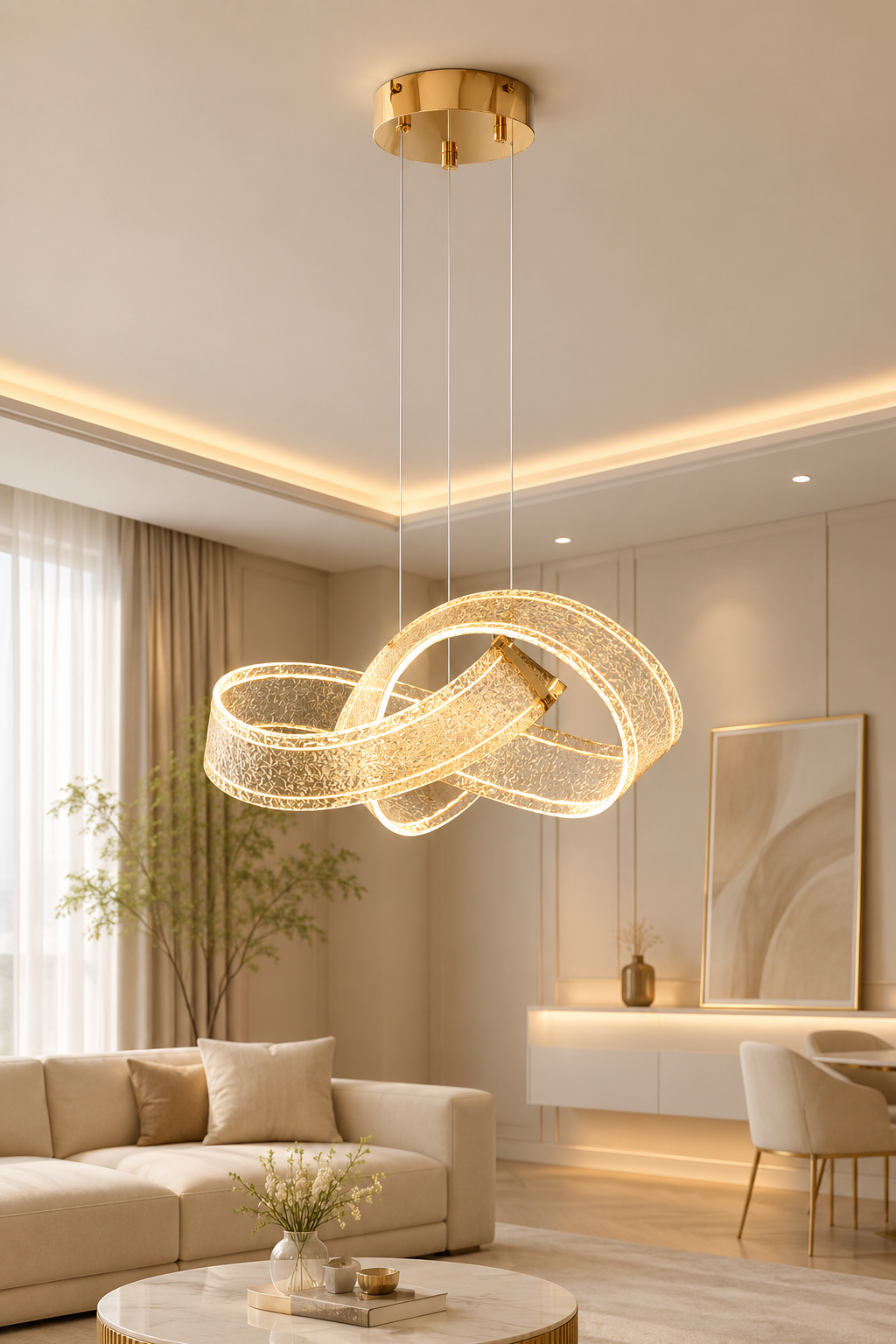 Solara Gold Sarkıt Led Avize Modern Luxury Salon Yatak Odası Avize