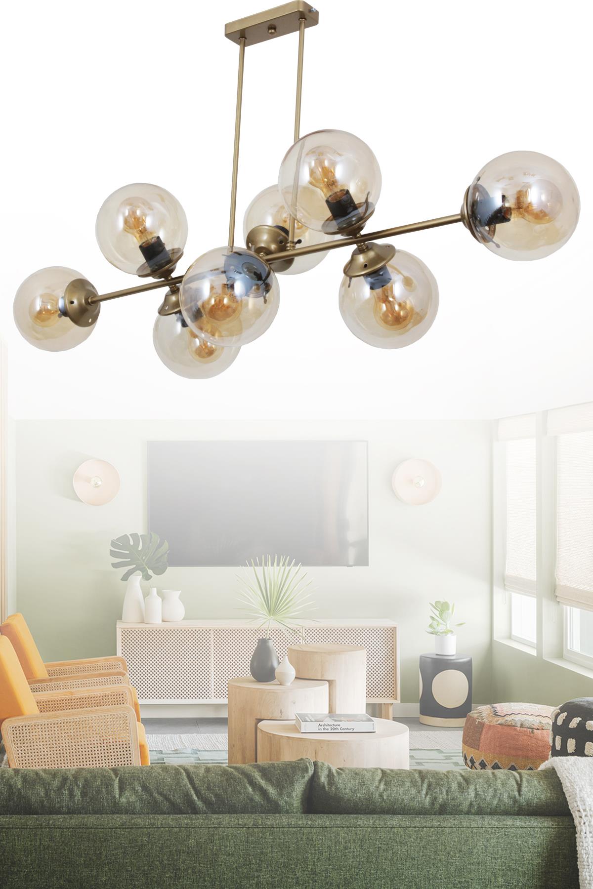 Aren 8 Li Eskitme Avize Bal Cam Dekoratif Tasarım Yatak Odası Mutfak Salon Avize