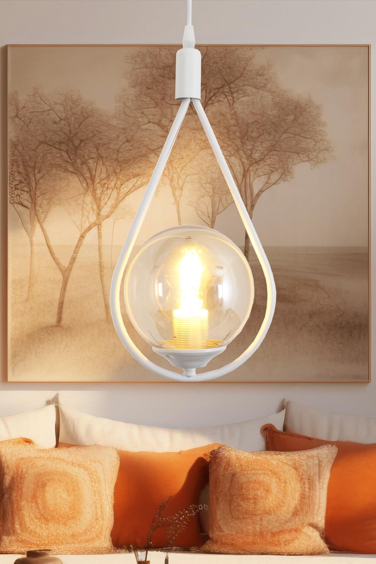 Damla Tekli Beyaz Sarkıt Avize Bal Camlı Yatak Odası Salon Mutfak Hol Avize