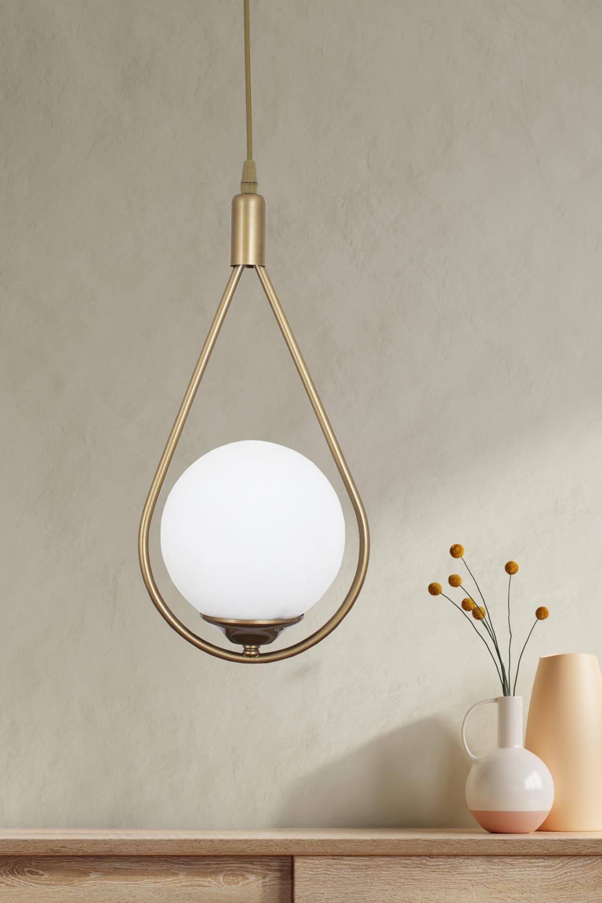 Damla Tekli Eskitme Sarkıt Avize Beyaz Camlı Yatak Odası Salon Mutfak Hol Avize