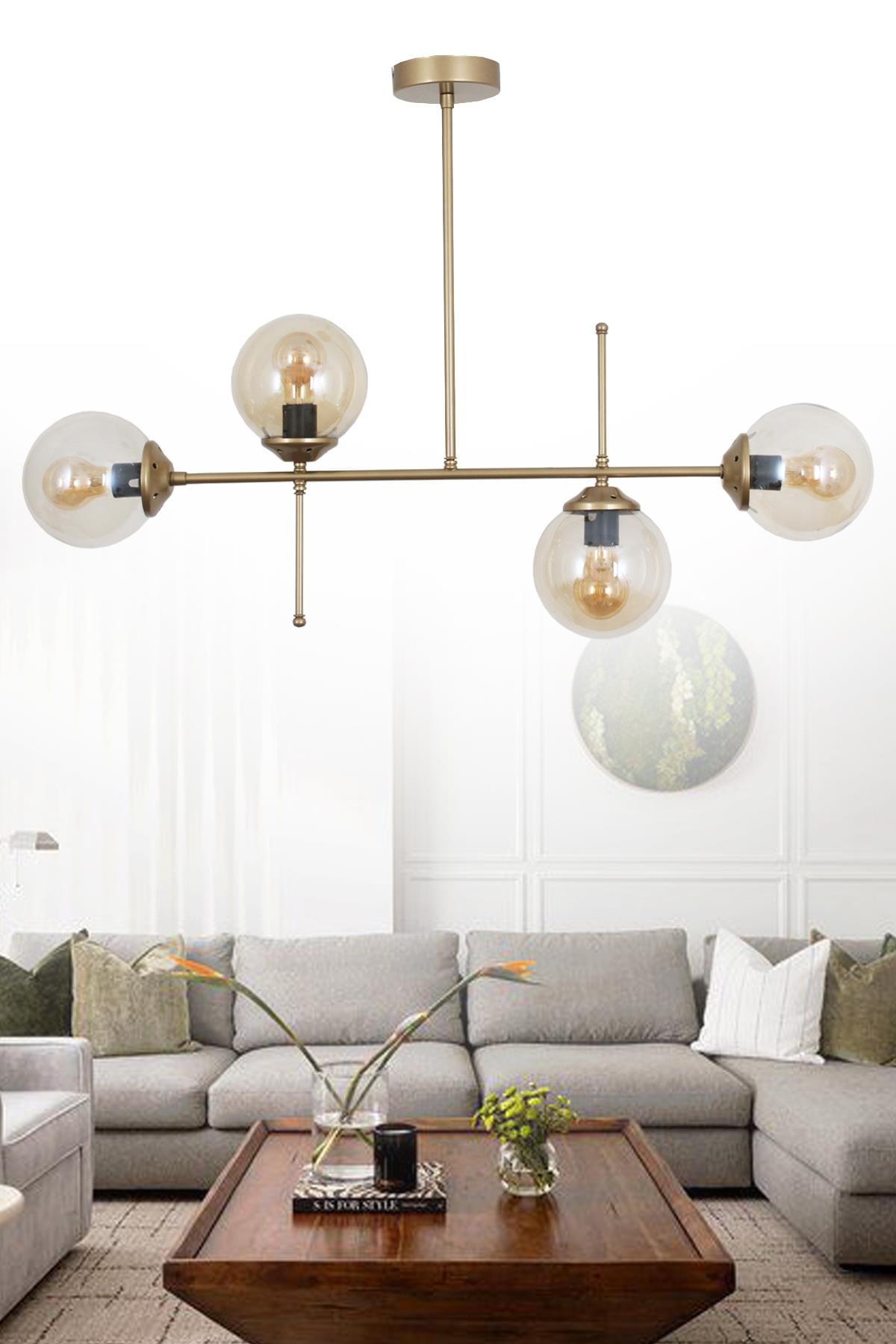 Darvin 4 Lü Eskitme Avize Bal Camlı Yatak Odası Mutfak Salon Avize