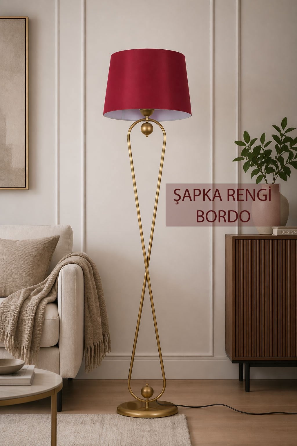 Delhi Eskitme Lambader Bordo Şapka Modern , Oturma Odası ,Yatak Odası , Salon Lambader