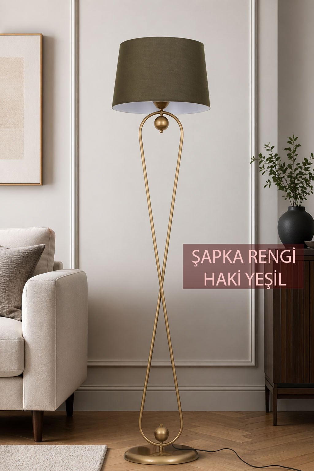 Delhi Eskitme Lambader Haki Yeşil Şapka Modern , Oturma Odası ,Yatak Odası , Salon Lambader