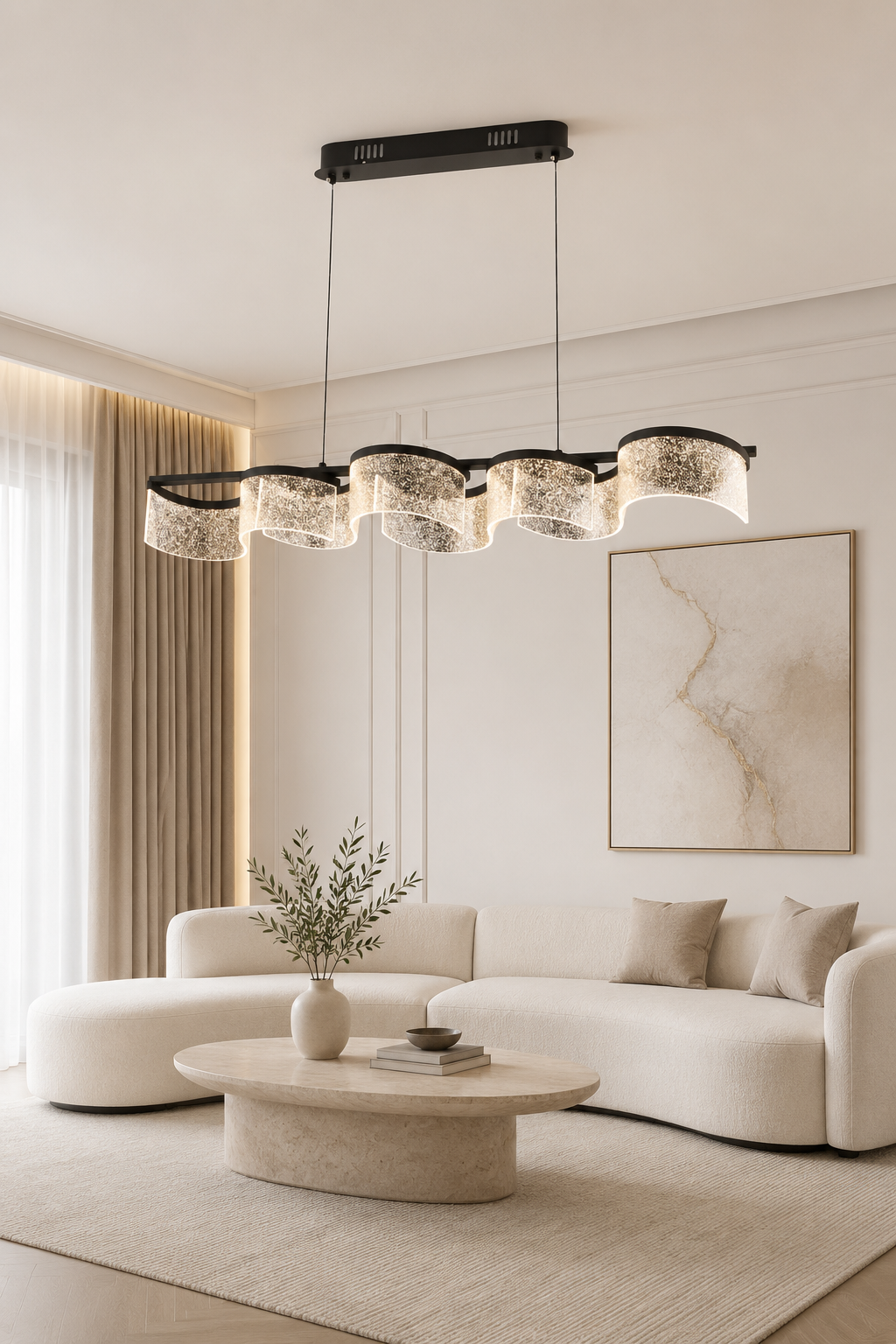 Estrella Siyah Sarkıt Led Avize Modern Luxury Salon Yemek Masası Üzeri Avize