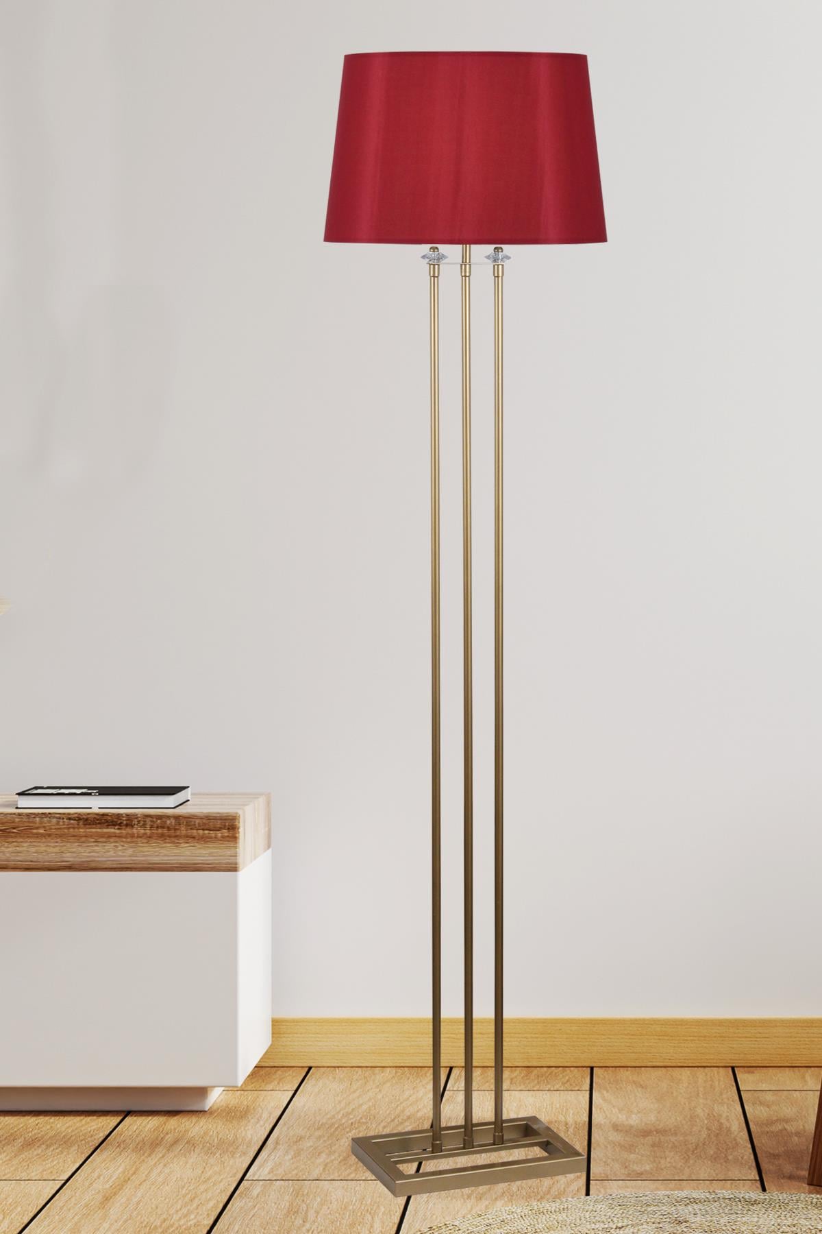 Lona Eskitme Lambader Bordo Konik Şapka Modern , Yatak Odası, Salon Lambader