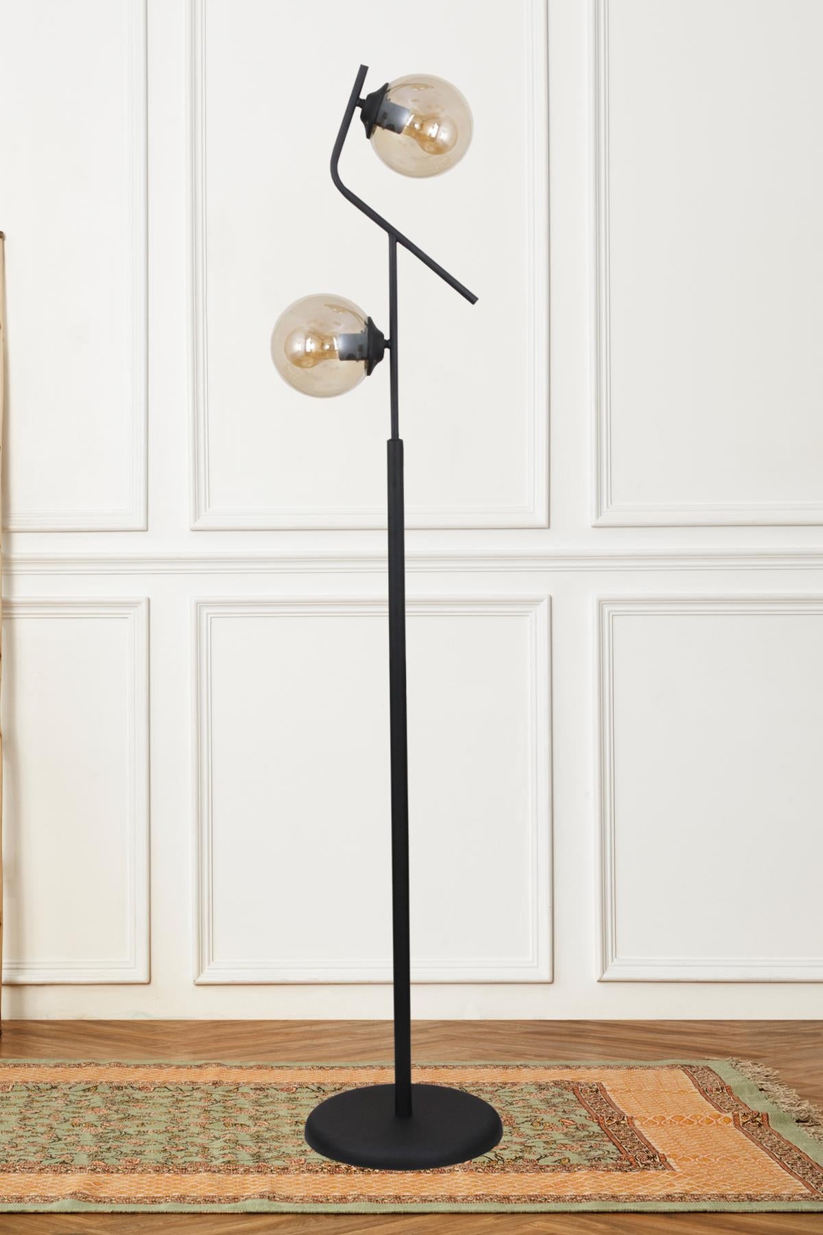Lugo 2 Li Siyah Lambader Bal Camlı Modern , Oturma Odası ,Yatak Odası , Salon Lambader