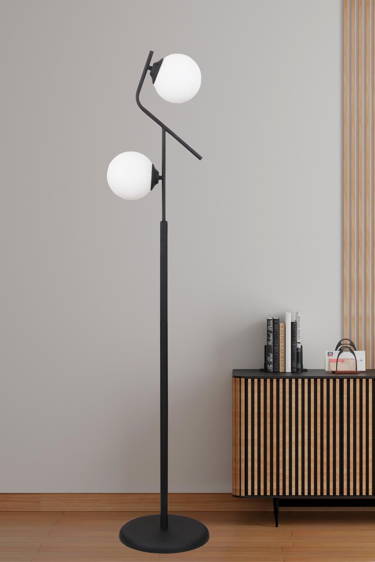 Lugo 2 Li Siyah Lambader Beyaz Camlı Modern , Oturma Odası ,Yatak Odası , Salon Lambader