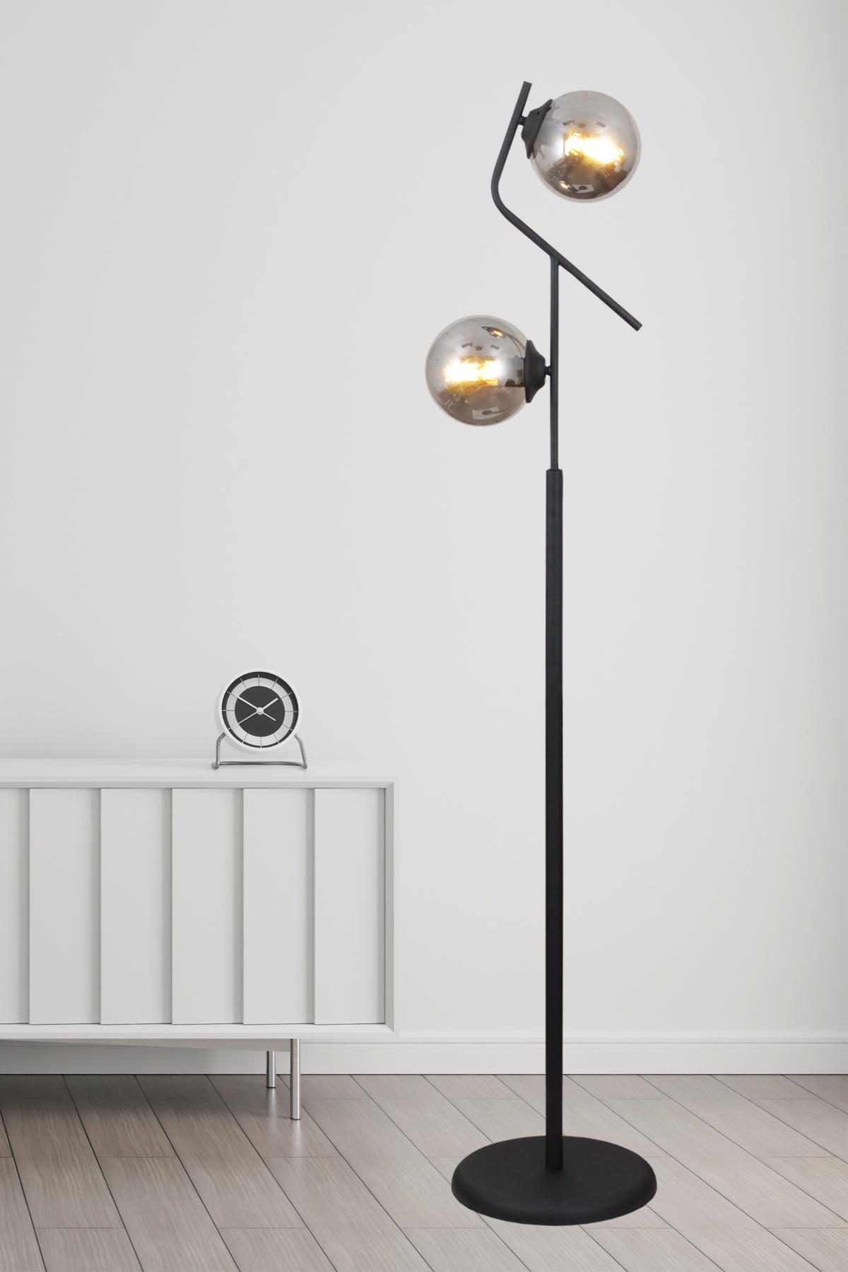 Lugo 2 Li Siyah Lambader Füme Camlı Modern , Oturma Odası ,Yatak Odası , Salon Lambader