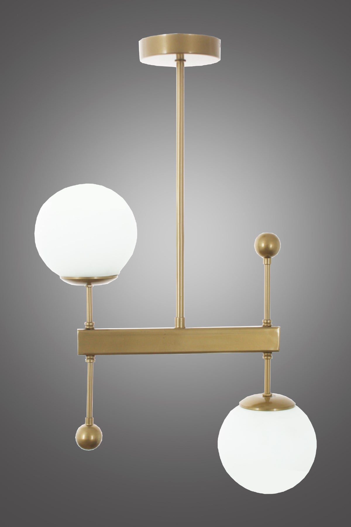 Mirza 2 Li Eskitme Plafonyer Avize-Beyaz Camlı