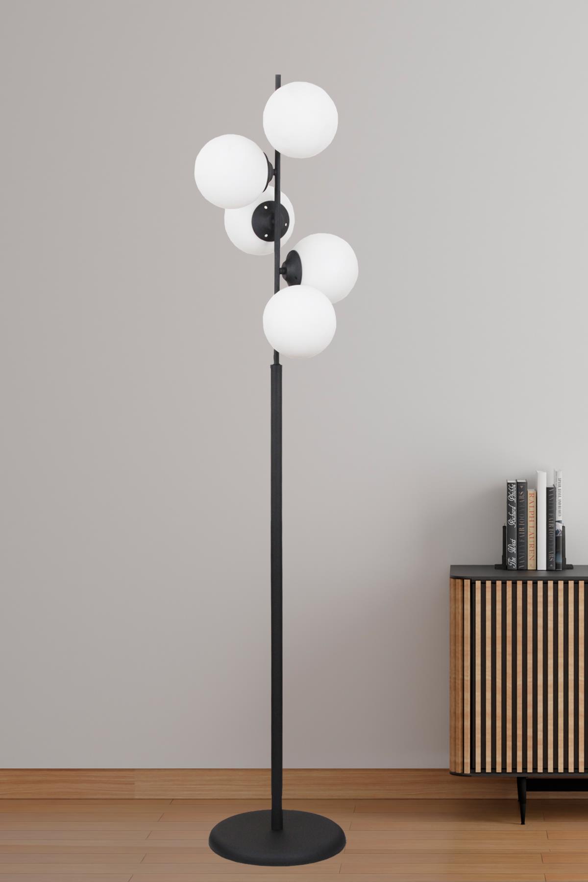 Missy 5 Li Siyah Lambader Beyaz Camlı Modern , Oturma Odası ,Yatak Odası , Salon Lambader