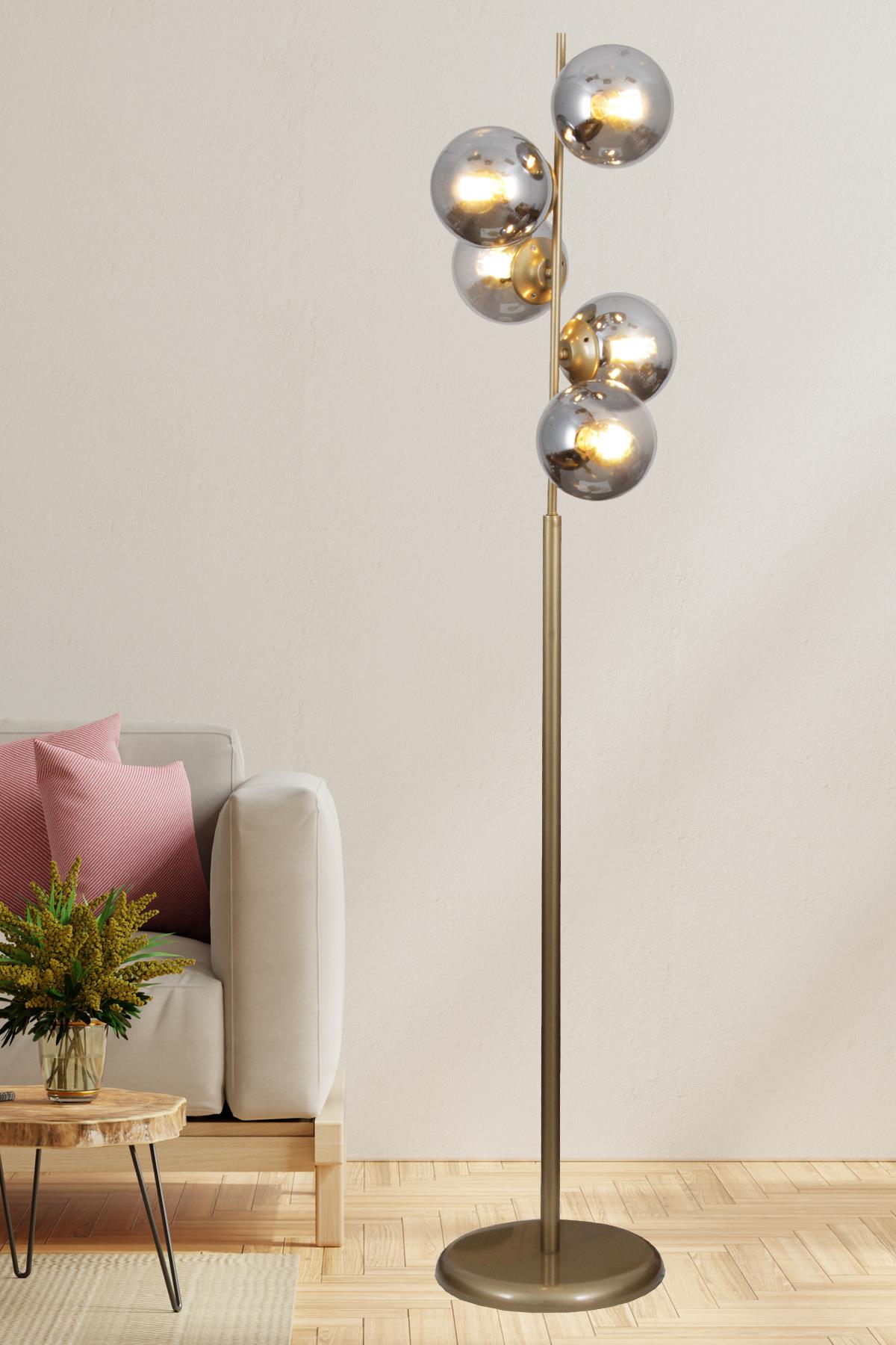 Moden 5 Li Eskitme Lambader Füme Camlı Modern , Oturma Odası ,Yatak Odası , Salon Lambader