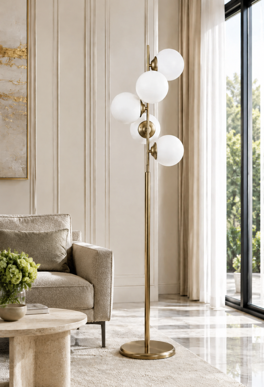 Modena 5 li Eskitme Lambader Beyaz Camlı Modern Oturma Odası ,Yatak Odası , Salon Lambader