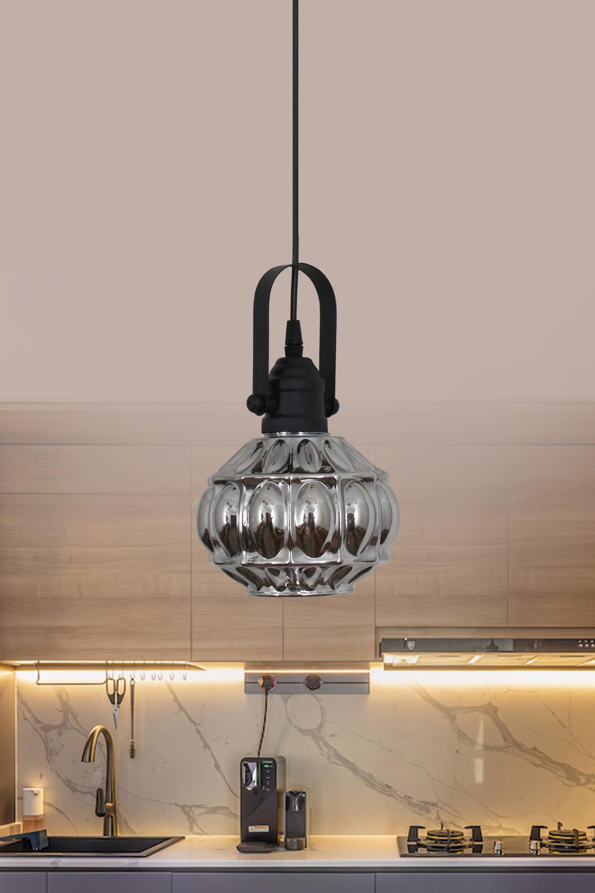 Narin Tekli Siyah Sarkıt Avize Yatak Odası Salon Mutfak Hol Avize