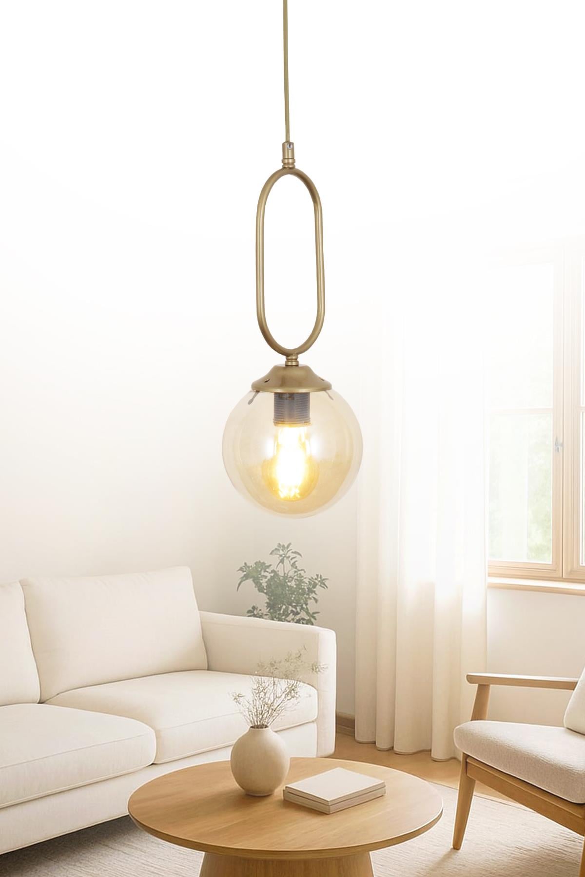 Pelo Tekli Eskitme Sarkıt Avize Bal Camlı Mutfak Koridor Hol Avize Beyaz Camlı