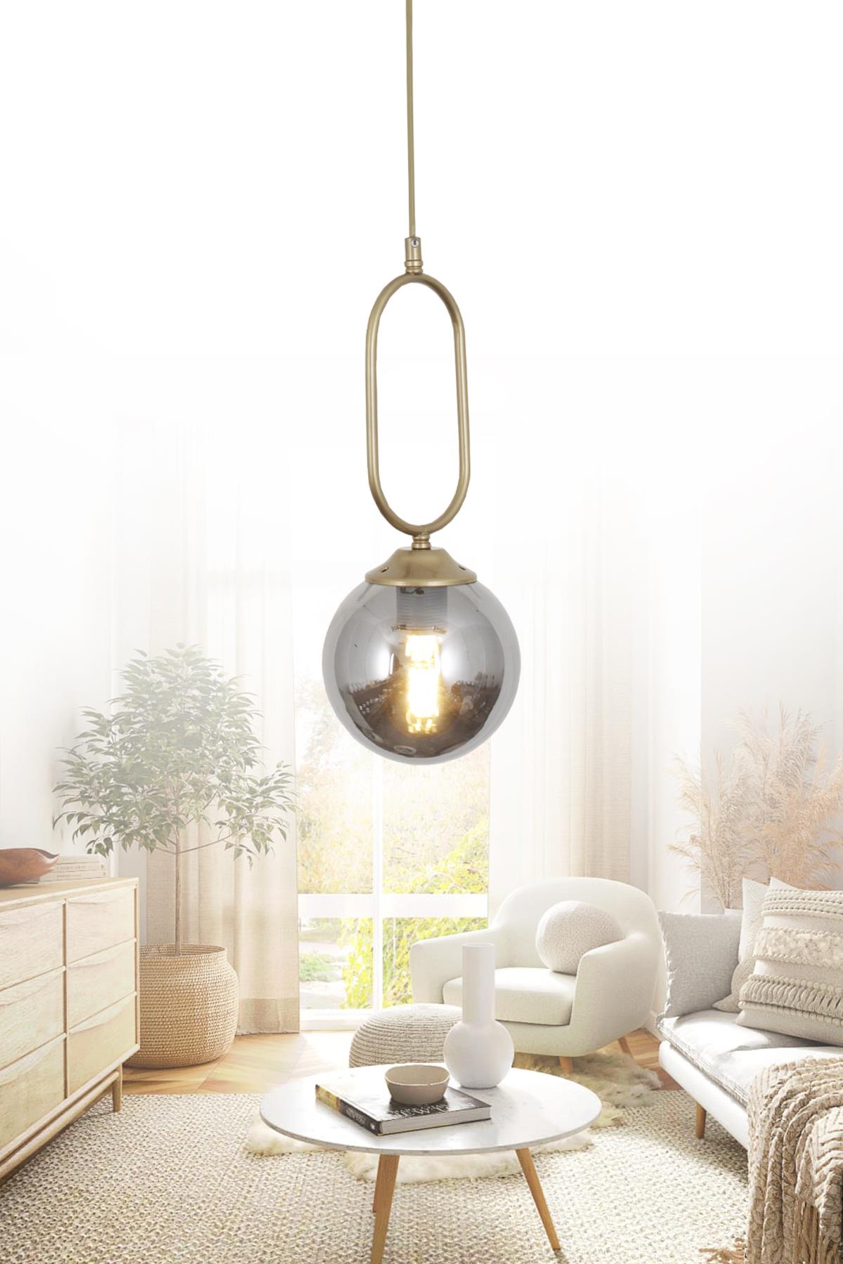 Pelo Tekli Eskitme Sarkıt Avize Füme Camlı Mutfak Koridor Hol Avize Beyaz Camlı