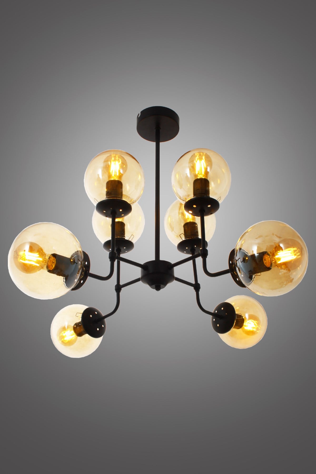 Rachel 8 Li Siyah Plafonyer Avize-Bal Camlı