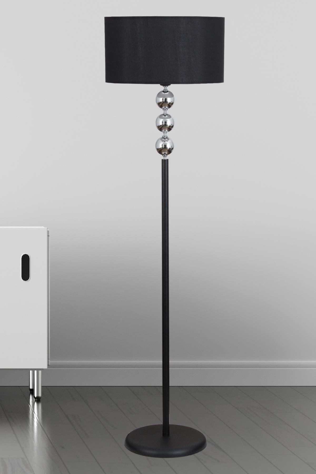 Silva Siyah Krom Metal Lambader Siyah Silindir Şapka Modern , Yatak Odası, Salon Lambader