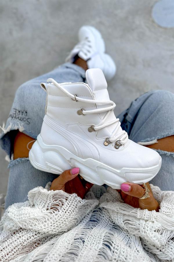 Alisa Beyaz Deri Sneakers