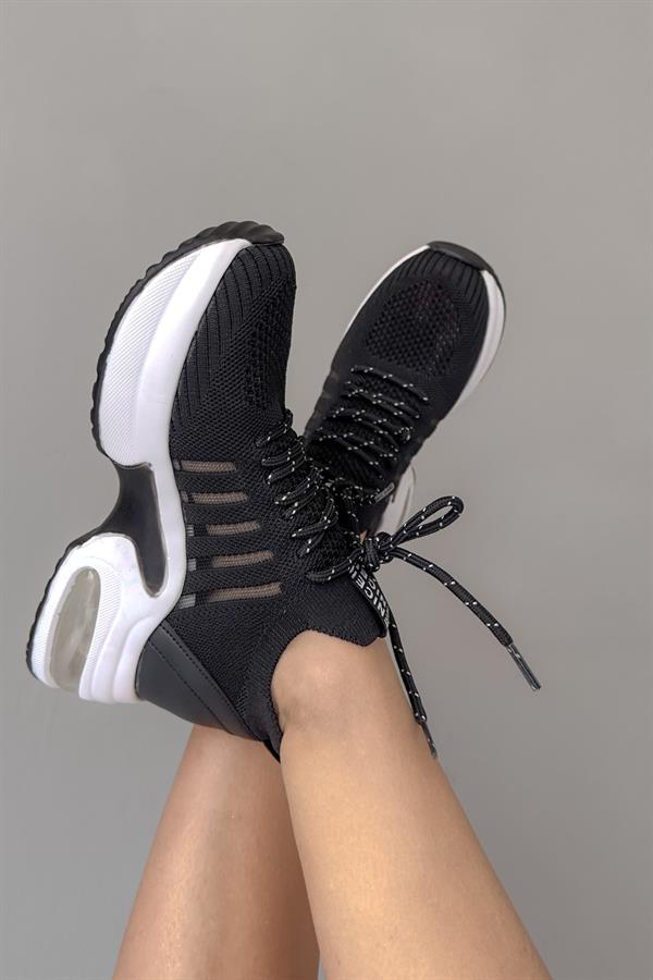 Nice Siyah Triko Sneakers