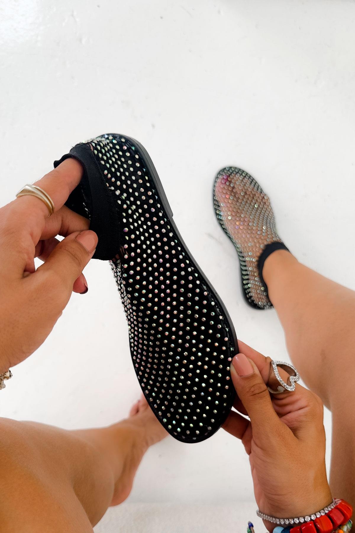 Space Siyah File Taşlı Babet