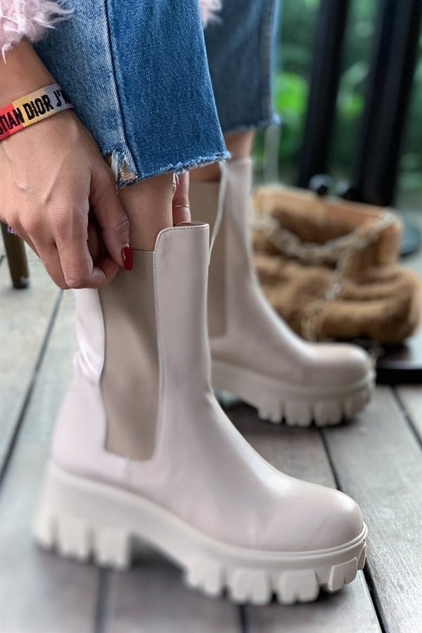 Blanca Beige Leather Boots