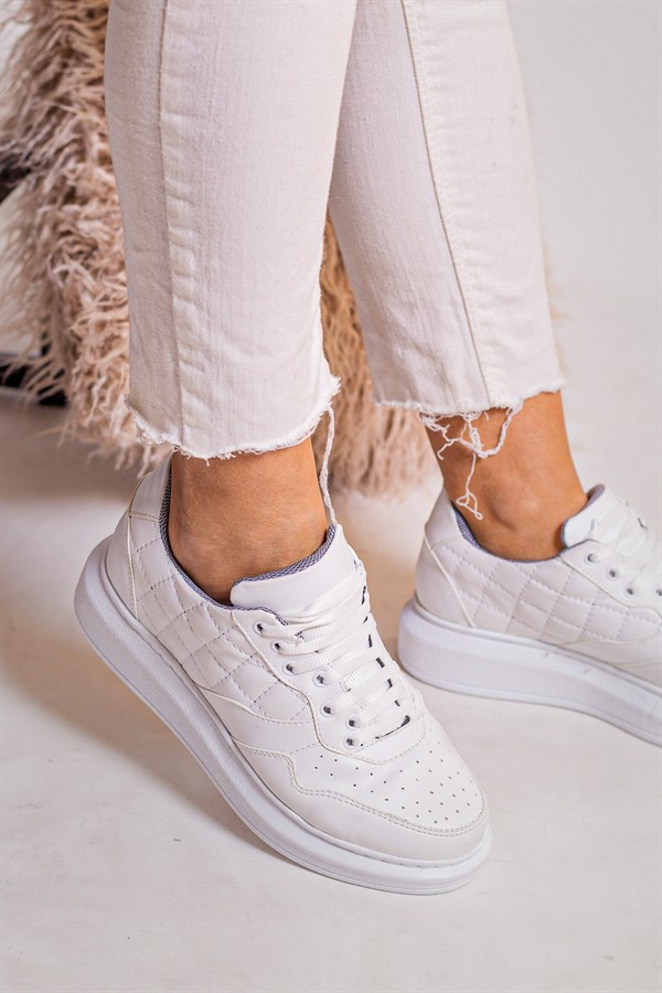 Boho White Leather Sneakers