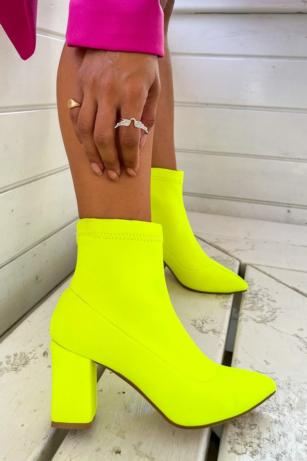 Neon Yellow Yellow Heeled Boots Yellow Neon Sock Boot Yellow Neon