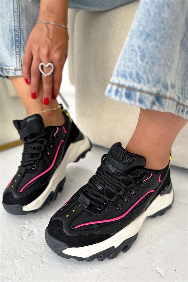 Cilla Siyah Fuşya Sneakers