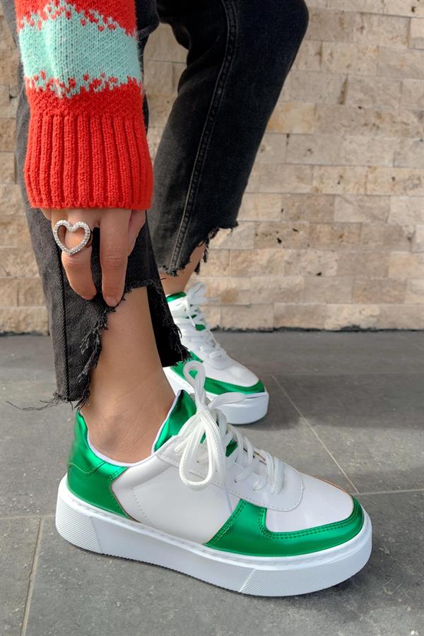 Flashy Metalik Yeşil Sneakers